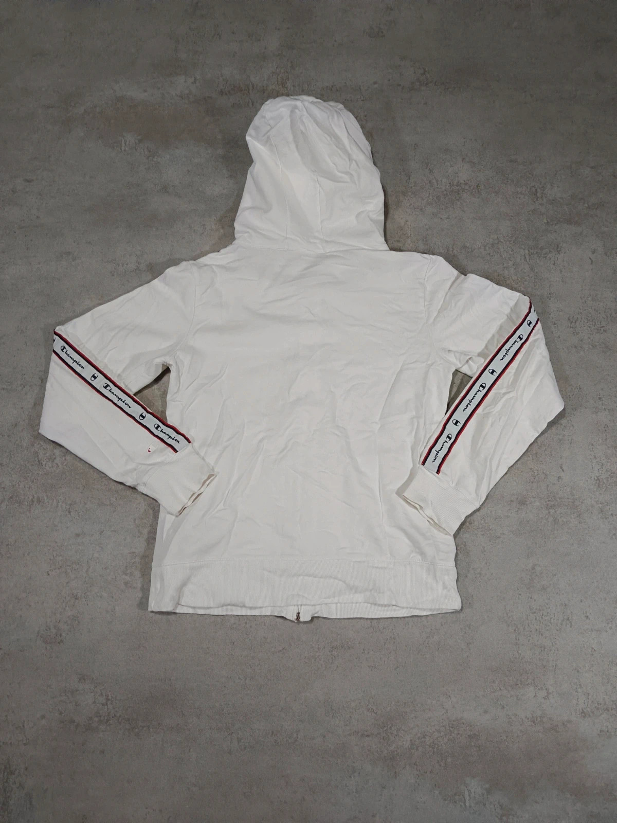 Champion - Sudadera Blanca con Capucha y Cremallera - Cinta con Logo en Mangas - Talla M – Champion – taille M 5
