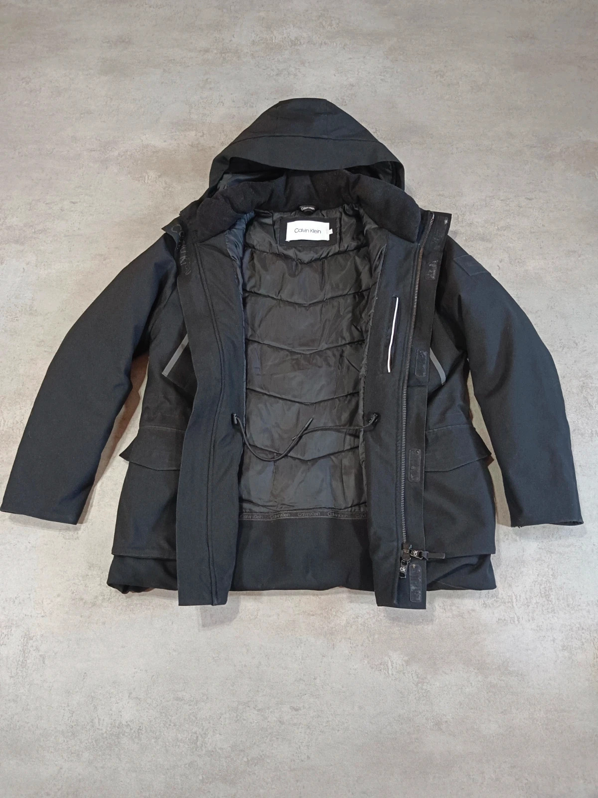Calvin Klein - Parka Jacket Hooded Black - Winter Coat Heavy Padded - Size L
