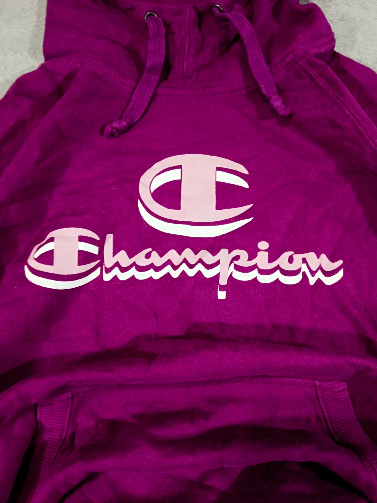 Champion - Hoodie Purple Pink Front Big Logo Sweatshirt - Streetwear Casual - Size M – Champion – taille M / 38 / 10 4