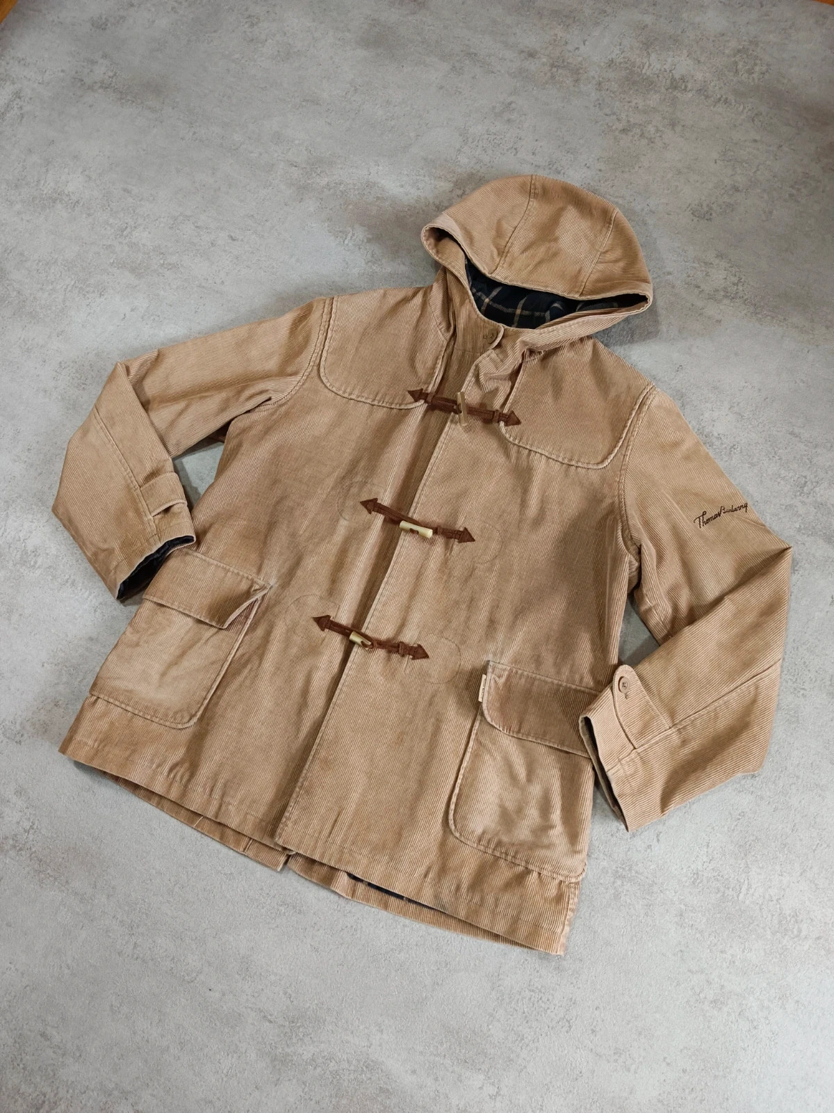 Thomas Burberry - Duffle Coat - Corduroy Jacket Beige - Tartan Check Lined - Vintage - Size L – Thomas Burberry – taille L 3