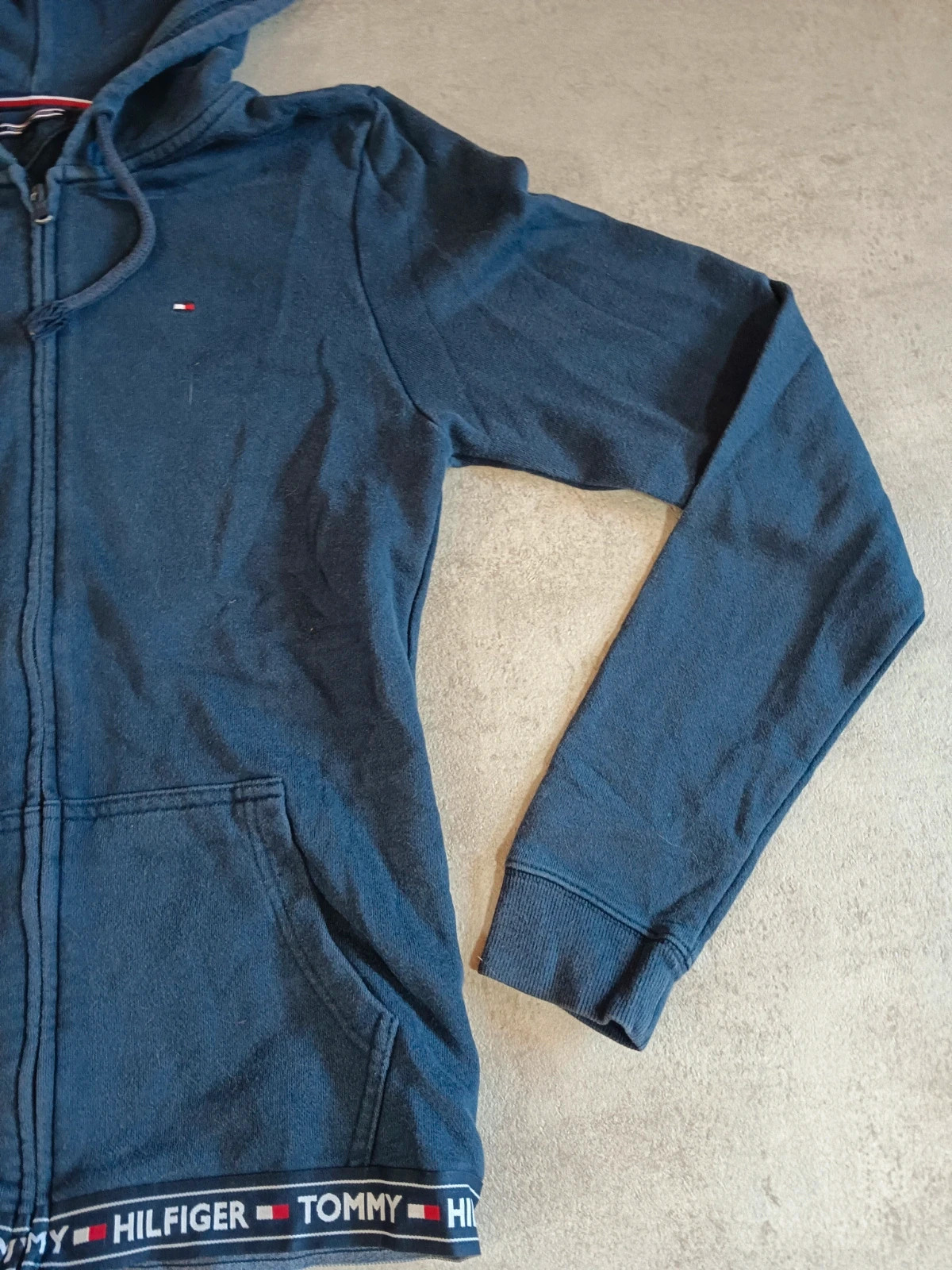 Tommy Hilfiger - Navy Blue Full Zip Hoodie - Logo Waistband - Size M – Tommy Hilfiger – taille M 5