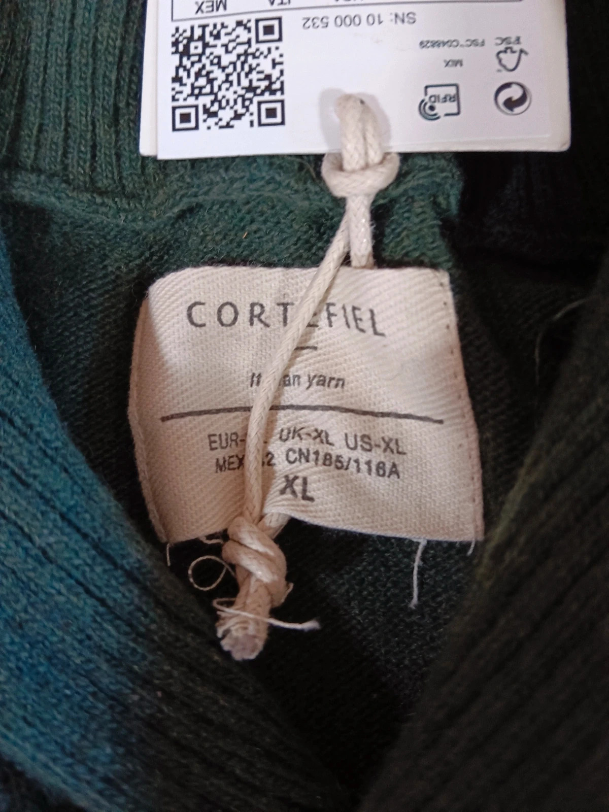 Cortefiel - Green Shawl Collar Sweater - Italian Yarn - Premium Knitwear - XL – Cortefiel – taille XL 3