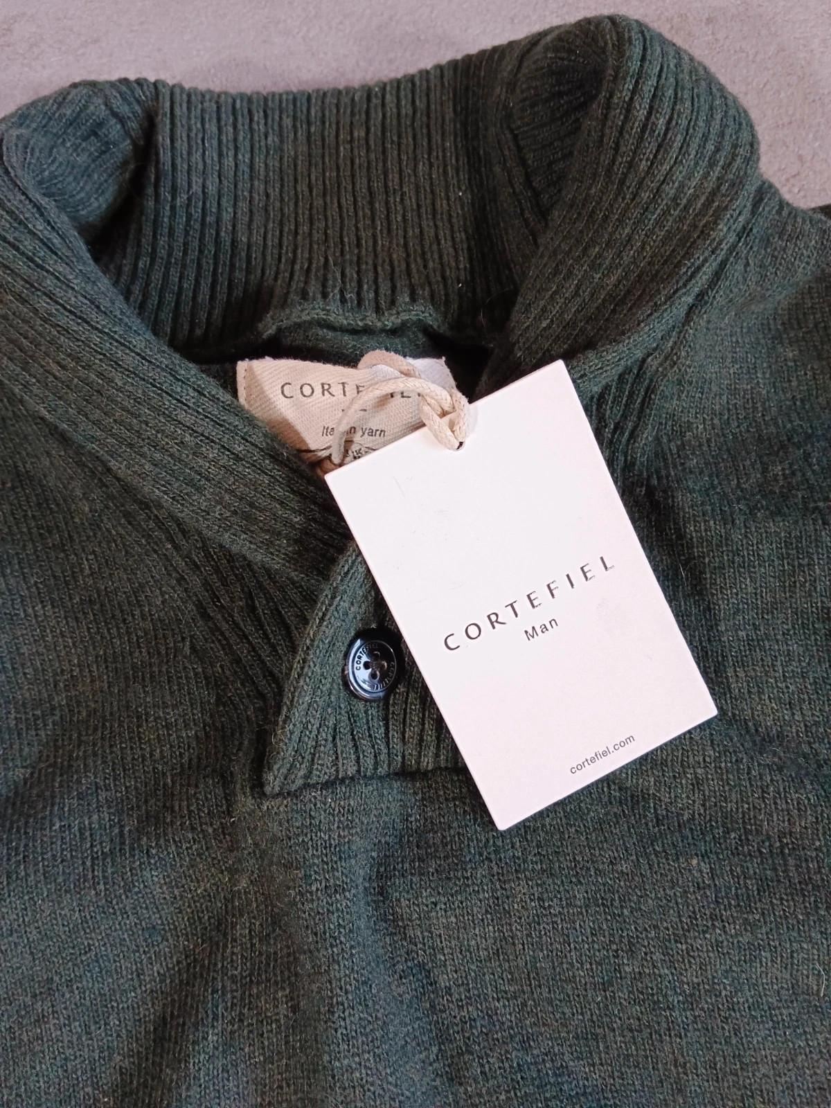 Cortefiel - Green Shawl Collar Sweater - Italian Yarn - Premium Knitwear - XL – Cortefiel – taille XL 2