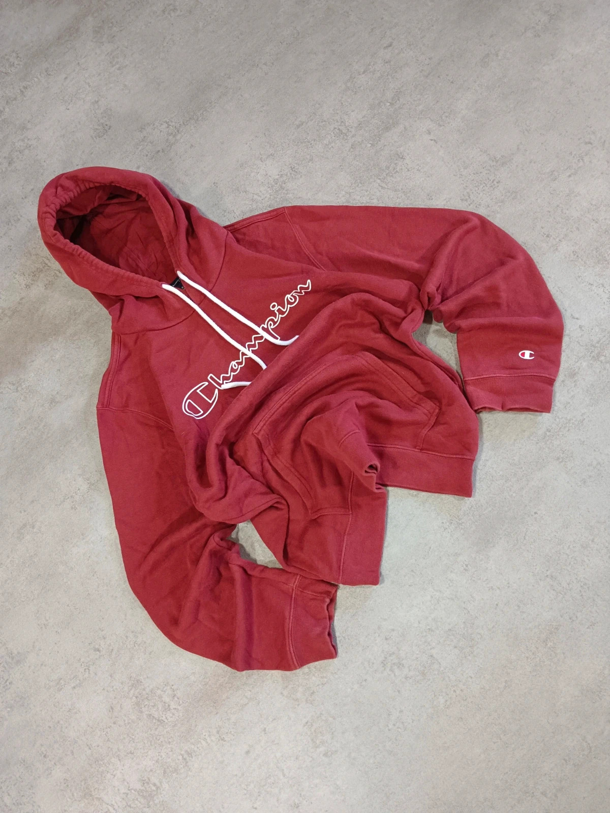 Champion - Hoodie Sweatshirt Red Big Script Logo - Vintage Sportswear - Size M – Champion – taille M 3