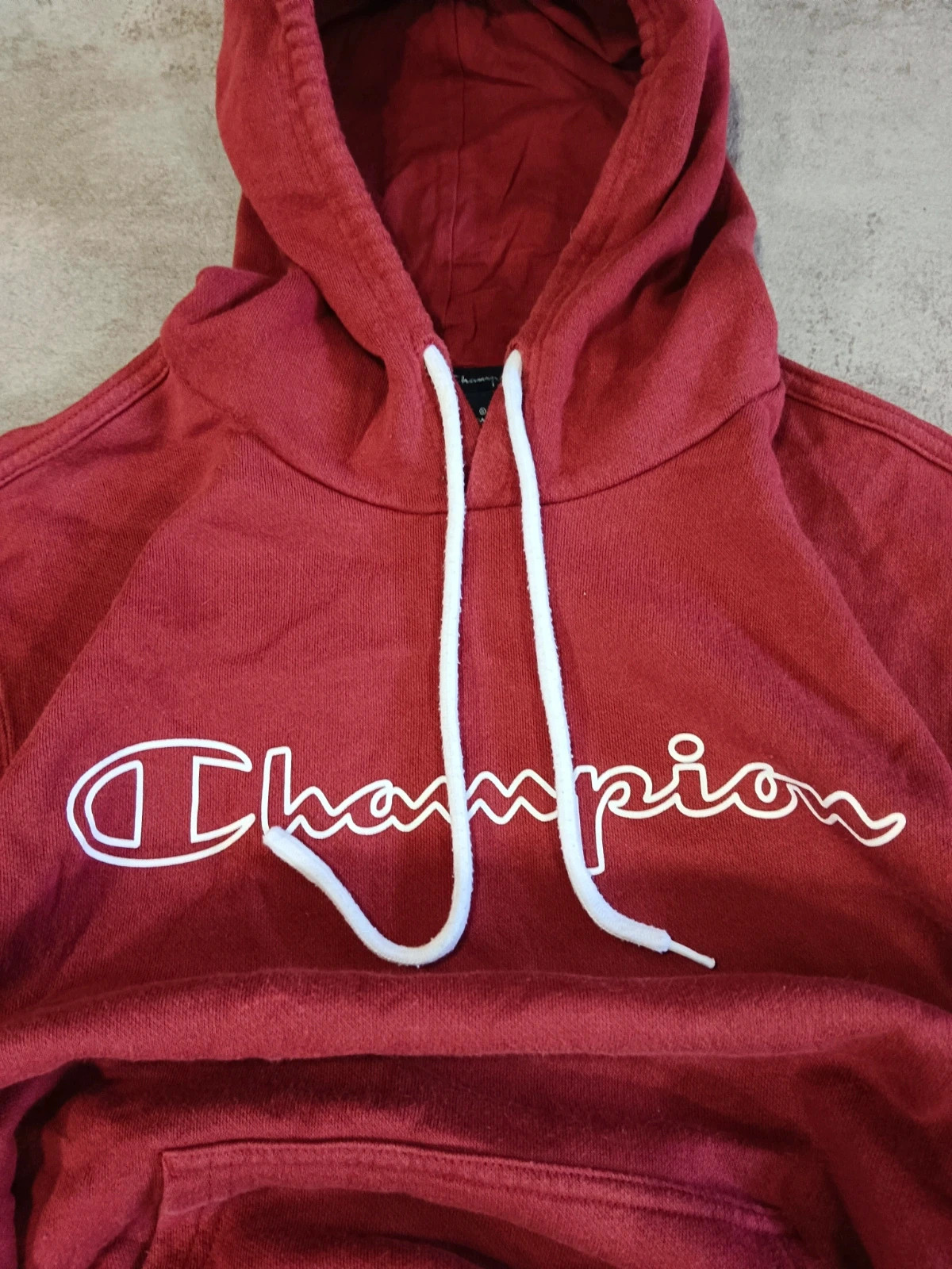Champion - Hoodie Sweatshirt Red Big Script Logo - Vintage Sportswear - Size M – Champion – taille M 4