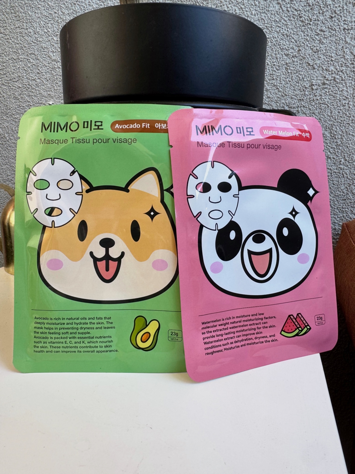Lot de masques tissu visage Mimo - skincare coréenne - Kbeauty