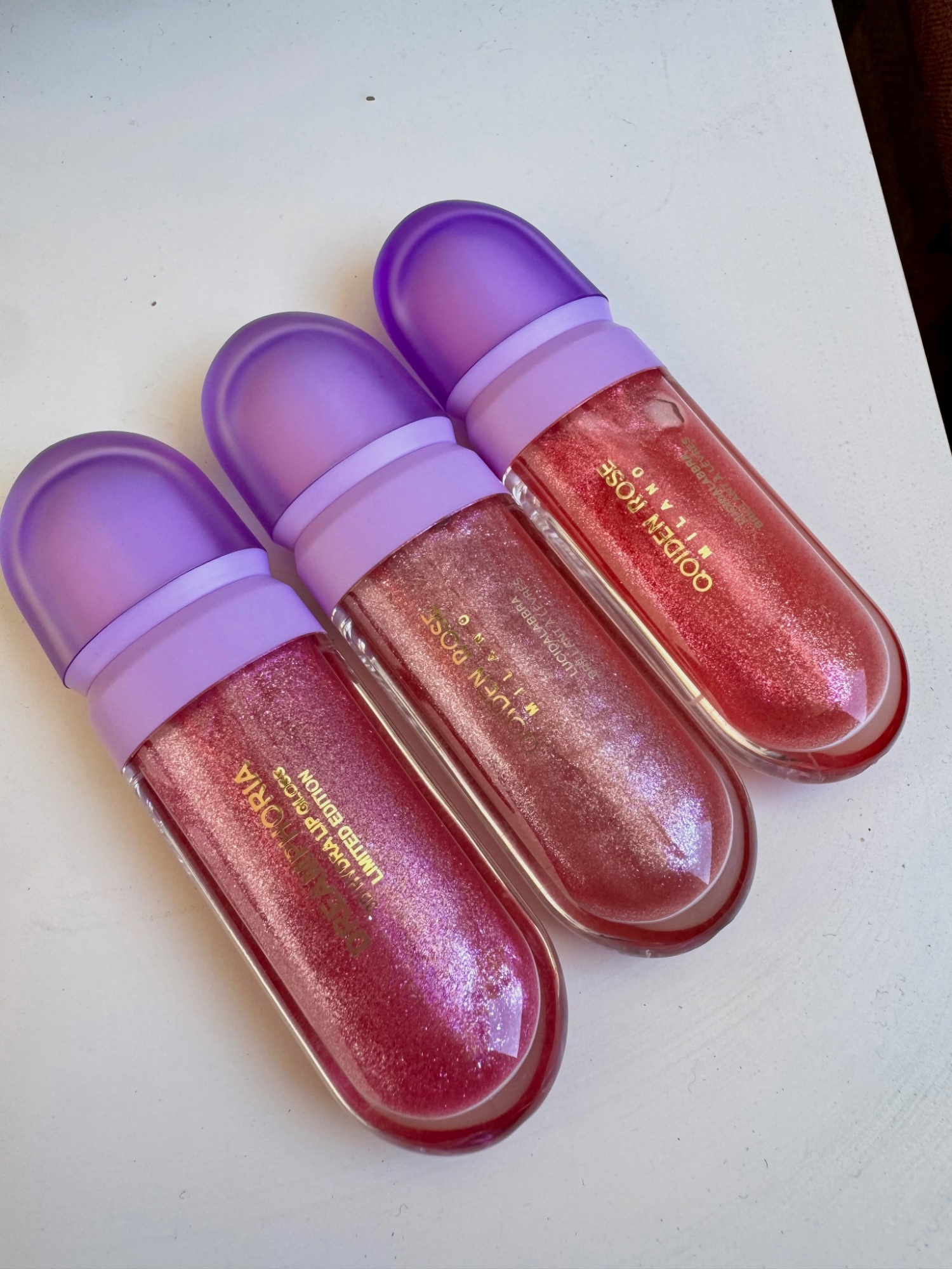 Lot de 3 brillants à lèvres Golden Rose 3D Hydra