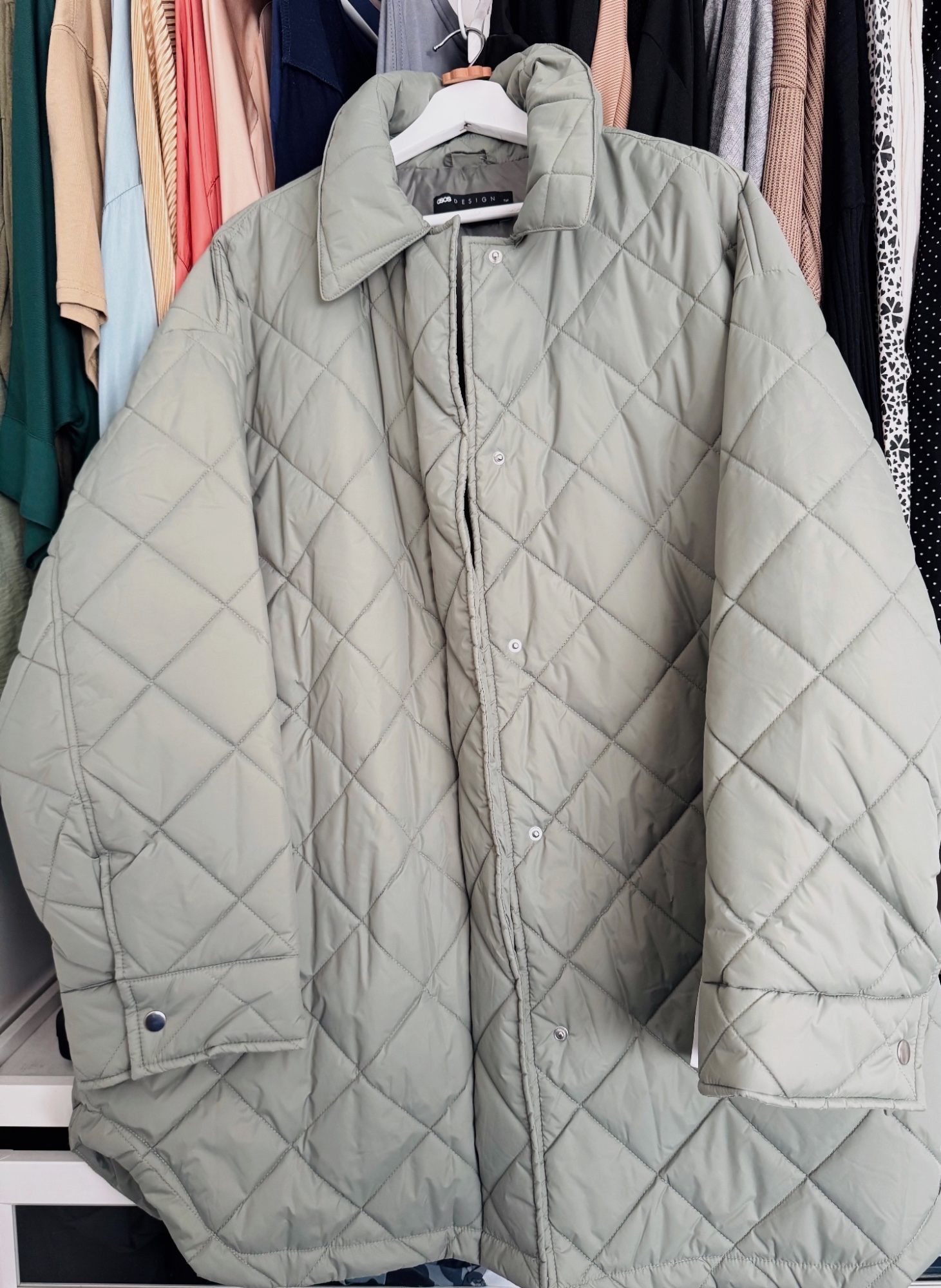 Veste matelassée oversize vert sauge Asos