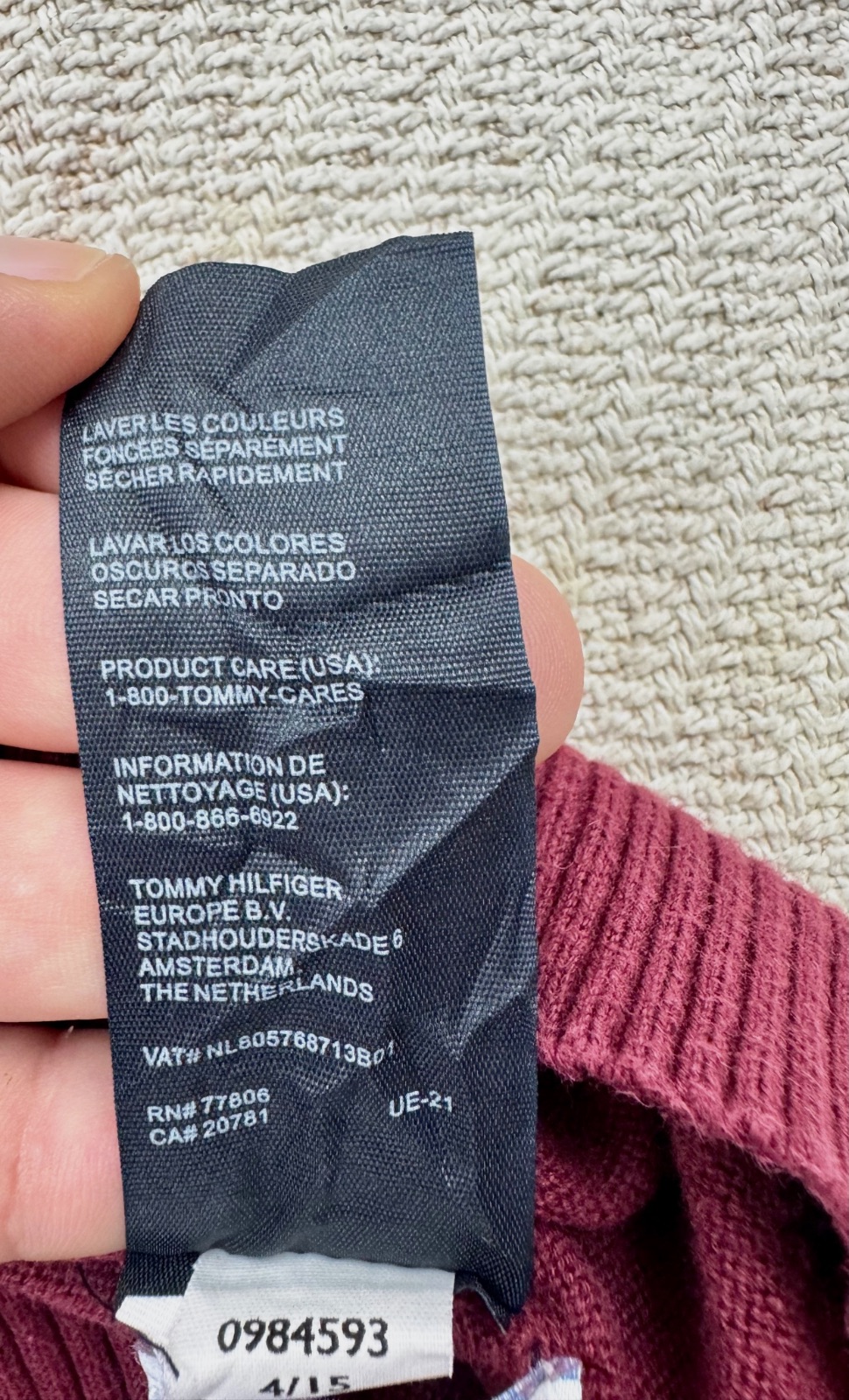 Pull col V Tommy Hilfiger bordeaux XL – Tommy Hilfiger – taille XL 9