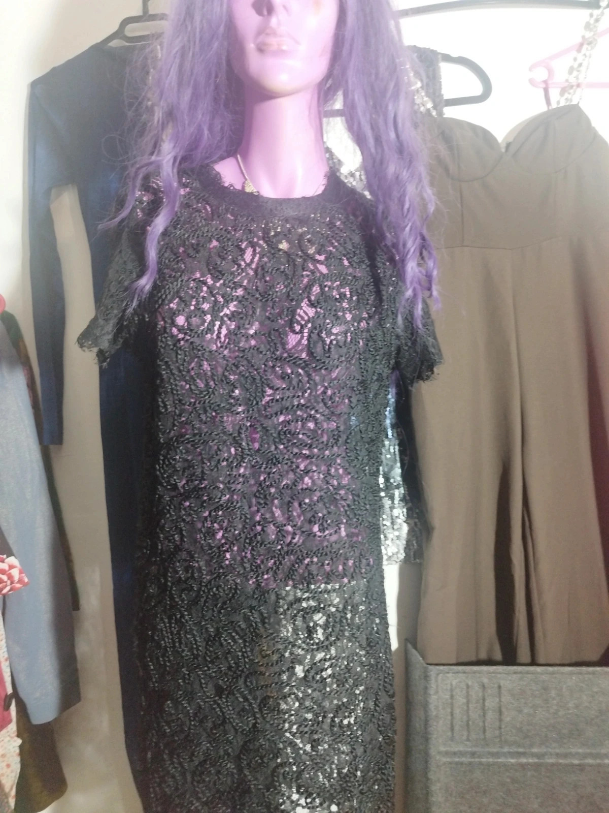 Robe noire Zara dentelle taille k – Zara – taille L / 40 / 12 2