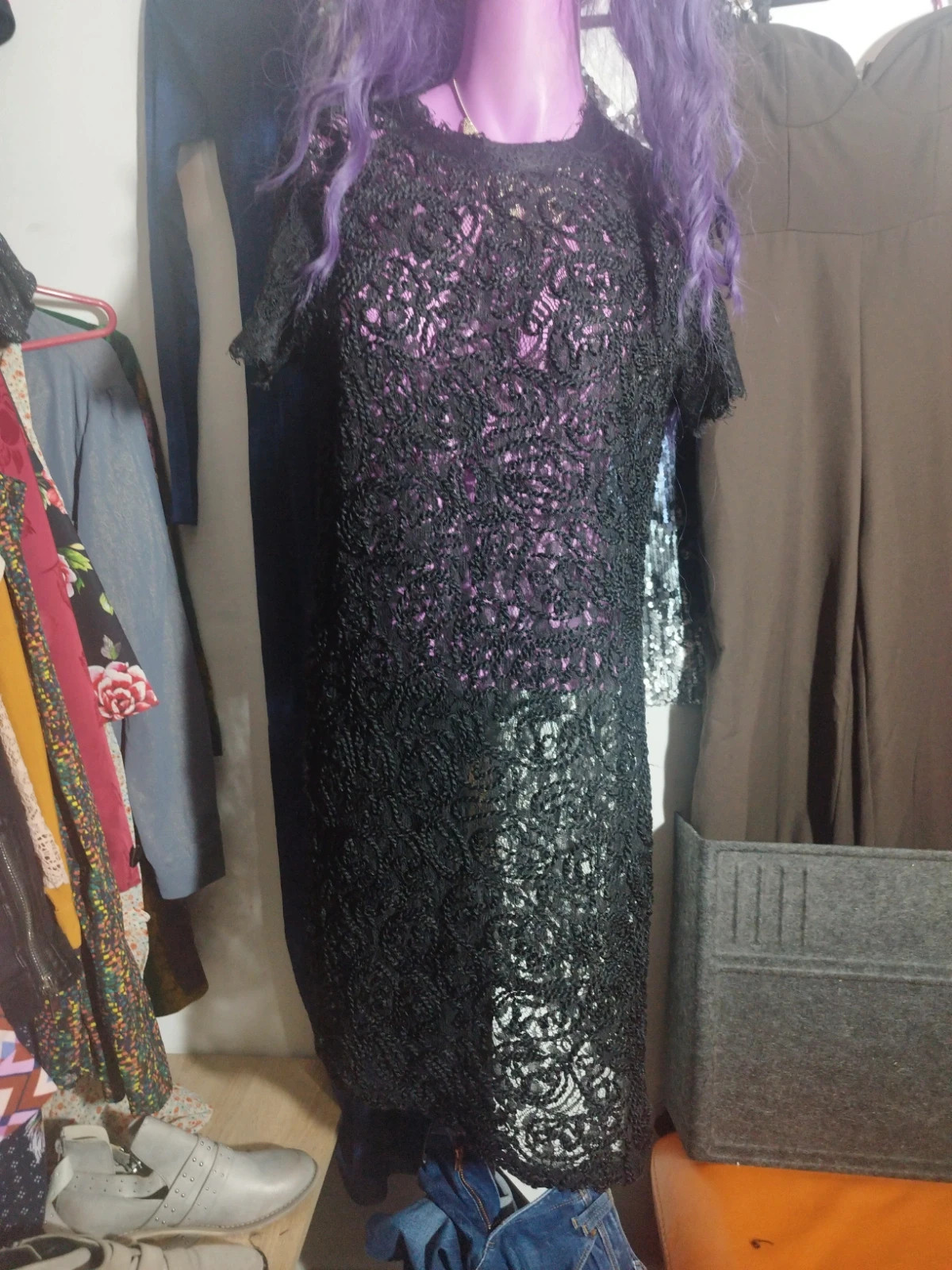Robe noire Zara dentelle taille k