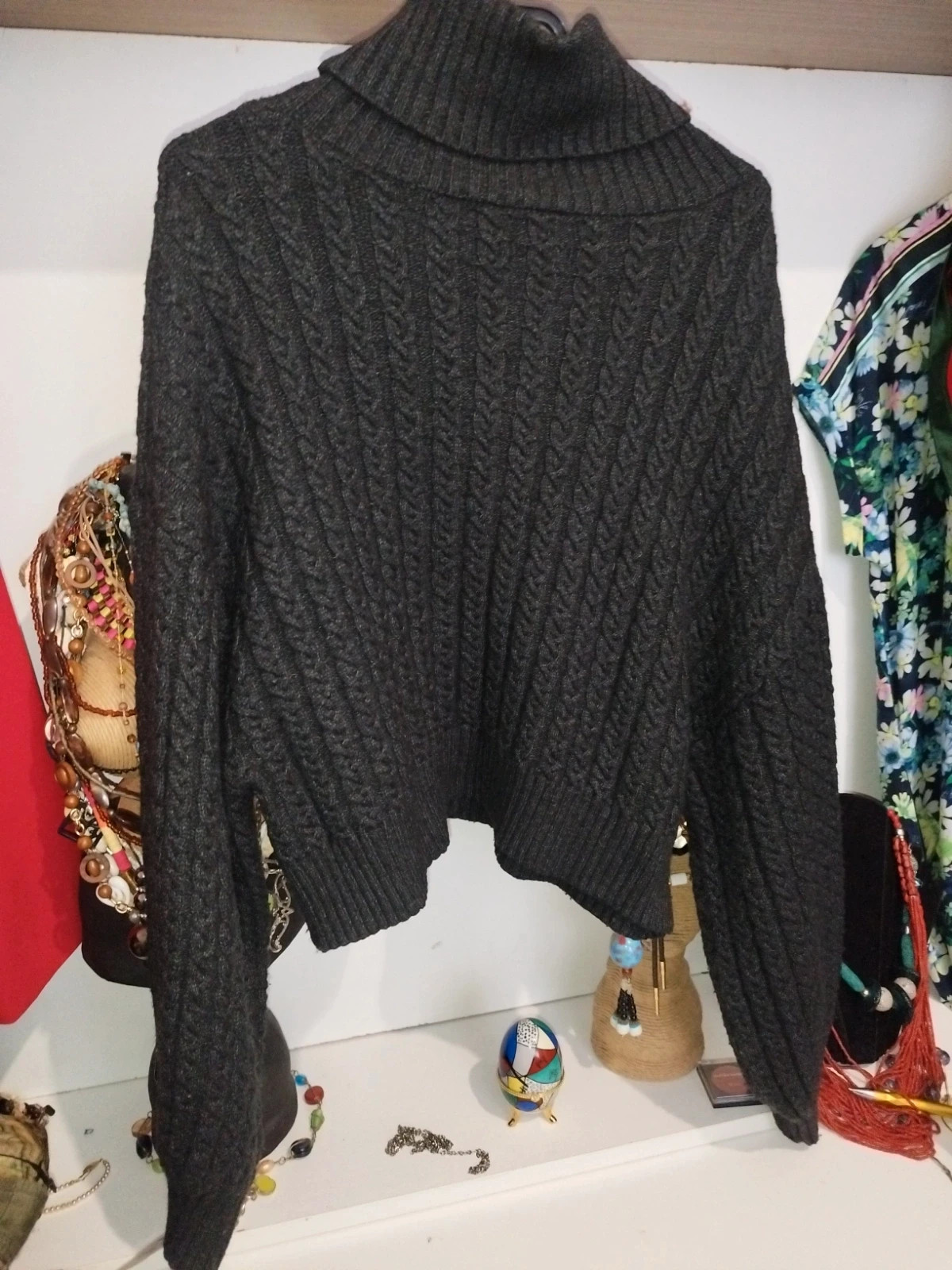 Pull gris anthracite oversize col roulé Zara – Zara – taille M / 38 / 10 2