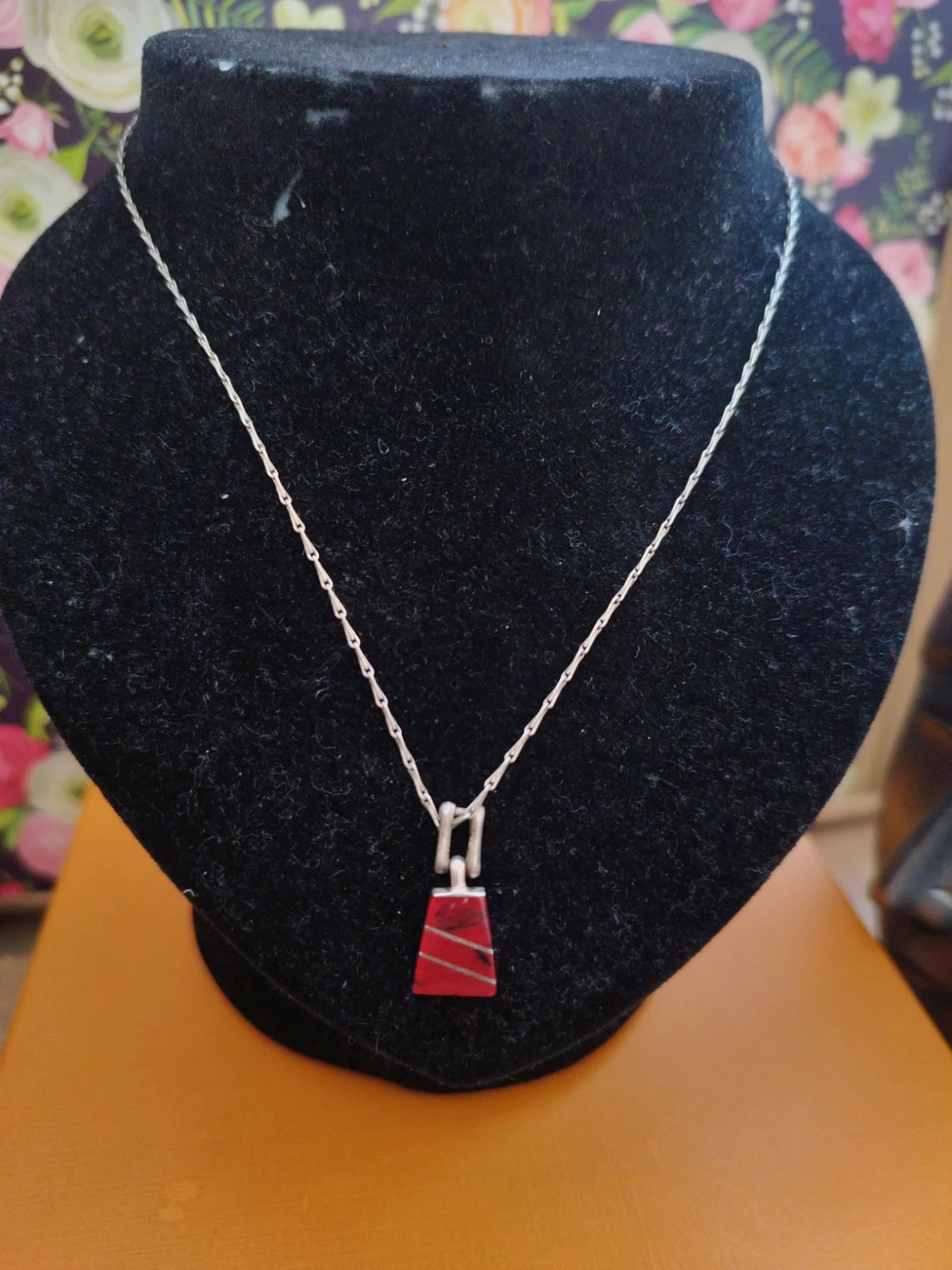 collier argent 950 Mexico et corail
