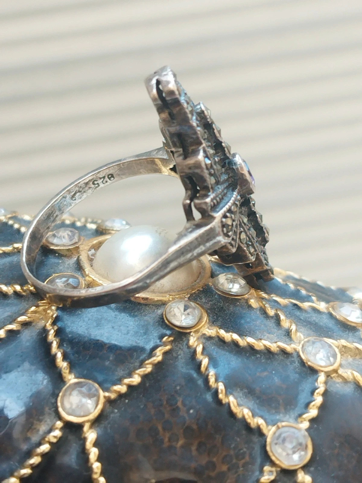 Bague art déco argent 925 et marcassites