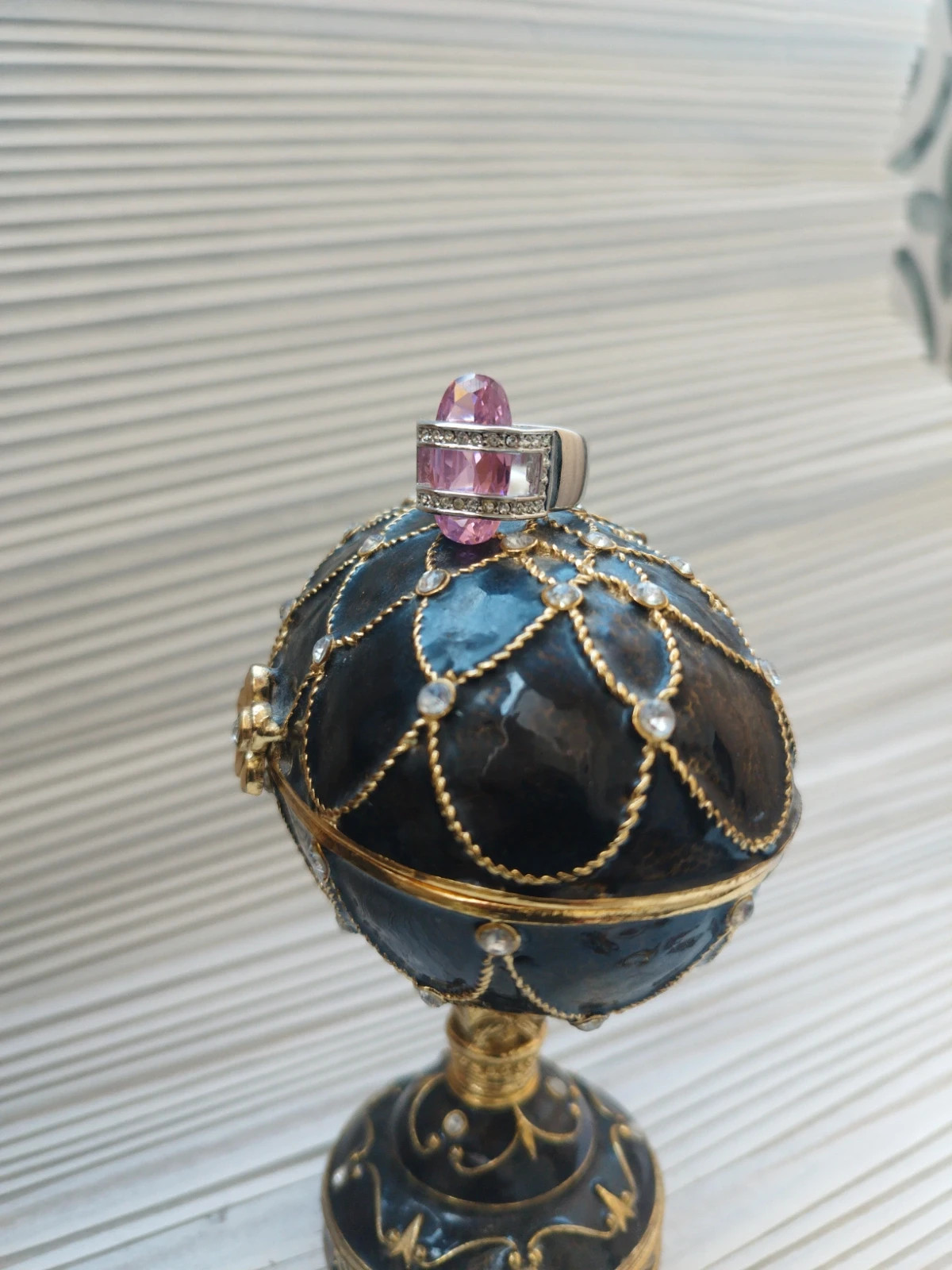 bague vintage en métal argenté et ornée de cabochons en oxyde de zirconium et strass – Vintage – taille 18,1 mm 3