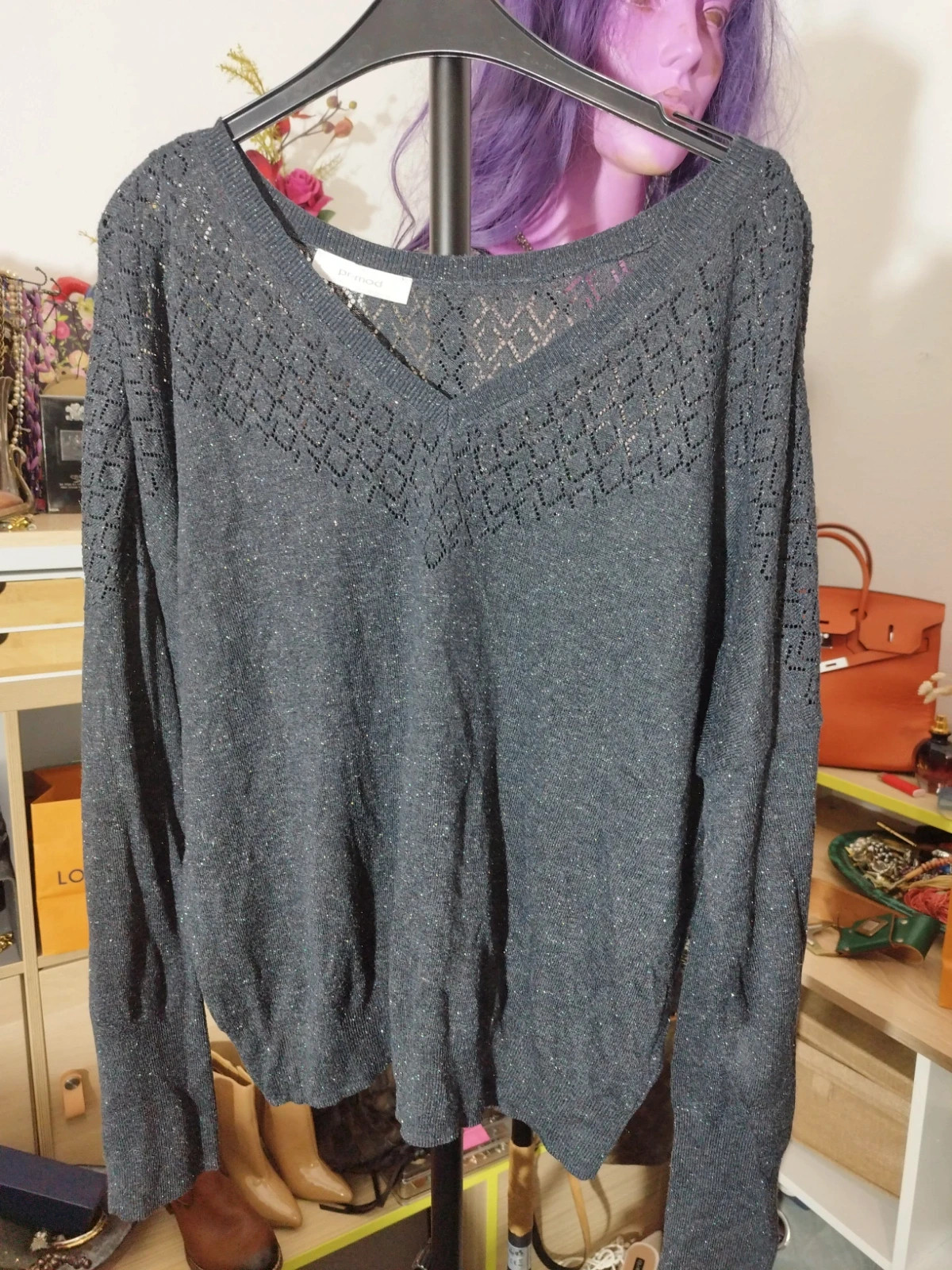 Pull femme col V
