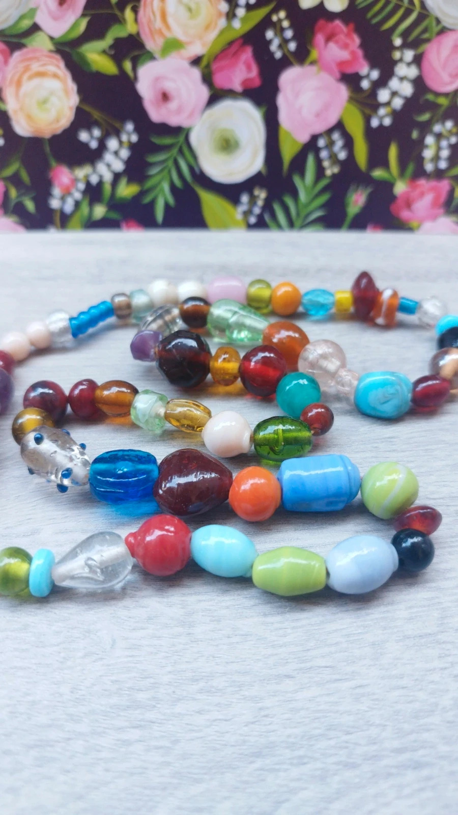 Collier clapet vintage en perles de verre de Murano