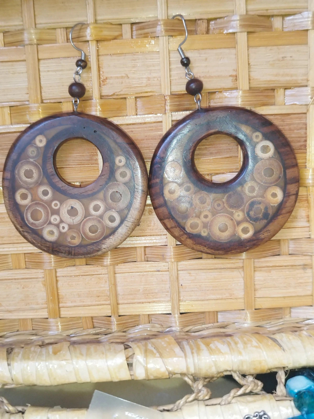 Boucles d'oreilles en bois vintage