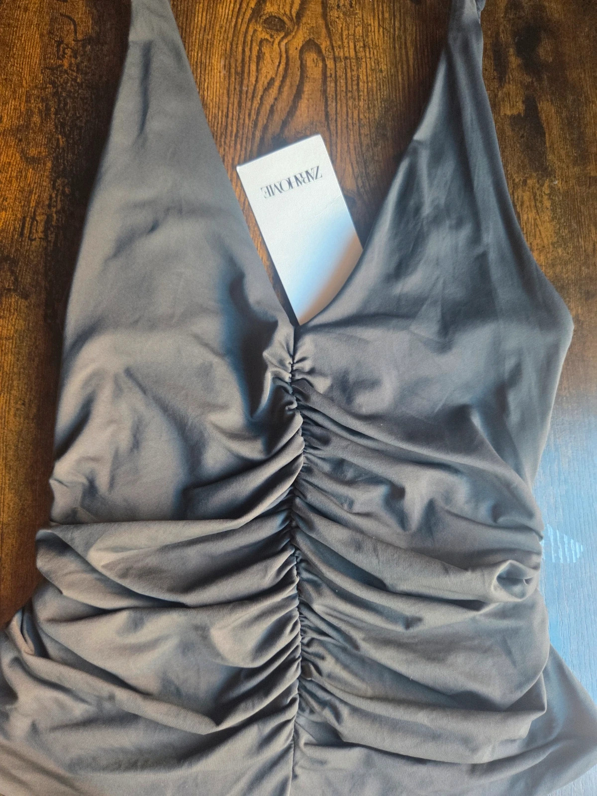Bañador Zara Home fruncido gris / topo oscuro (Nuevo con etiquetas) – Zara – taille S / 36 / 8 3