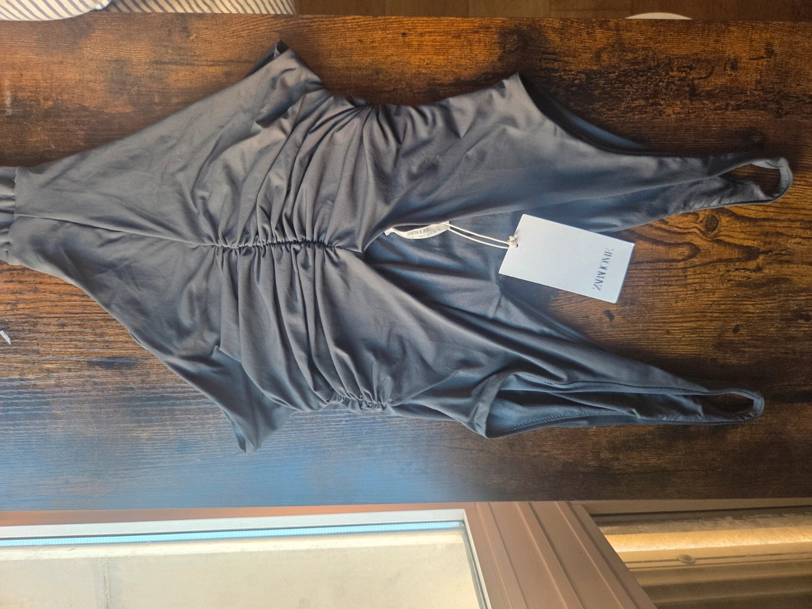 Bañador Zara Home fruncido gris / topo oscuro (Nuevo con etiquetas) – Zara – taille S / 36 / 8 2