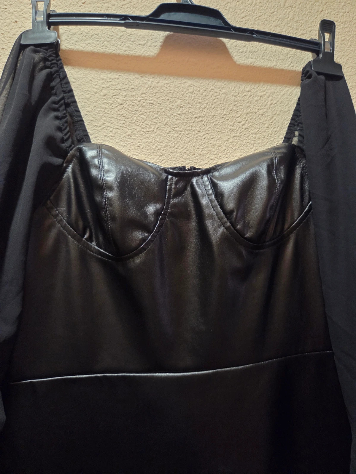 Vestido midi efecto piel negro con mangas de gasa Shein - Talla L (40/42) – Shein – taille L / 40 / 12 2