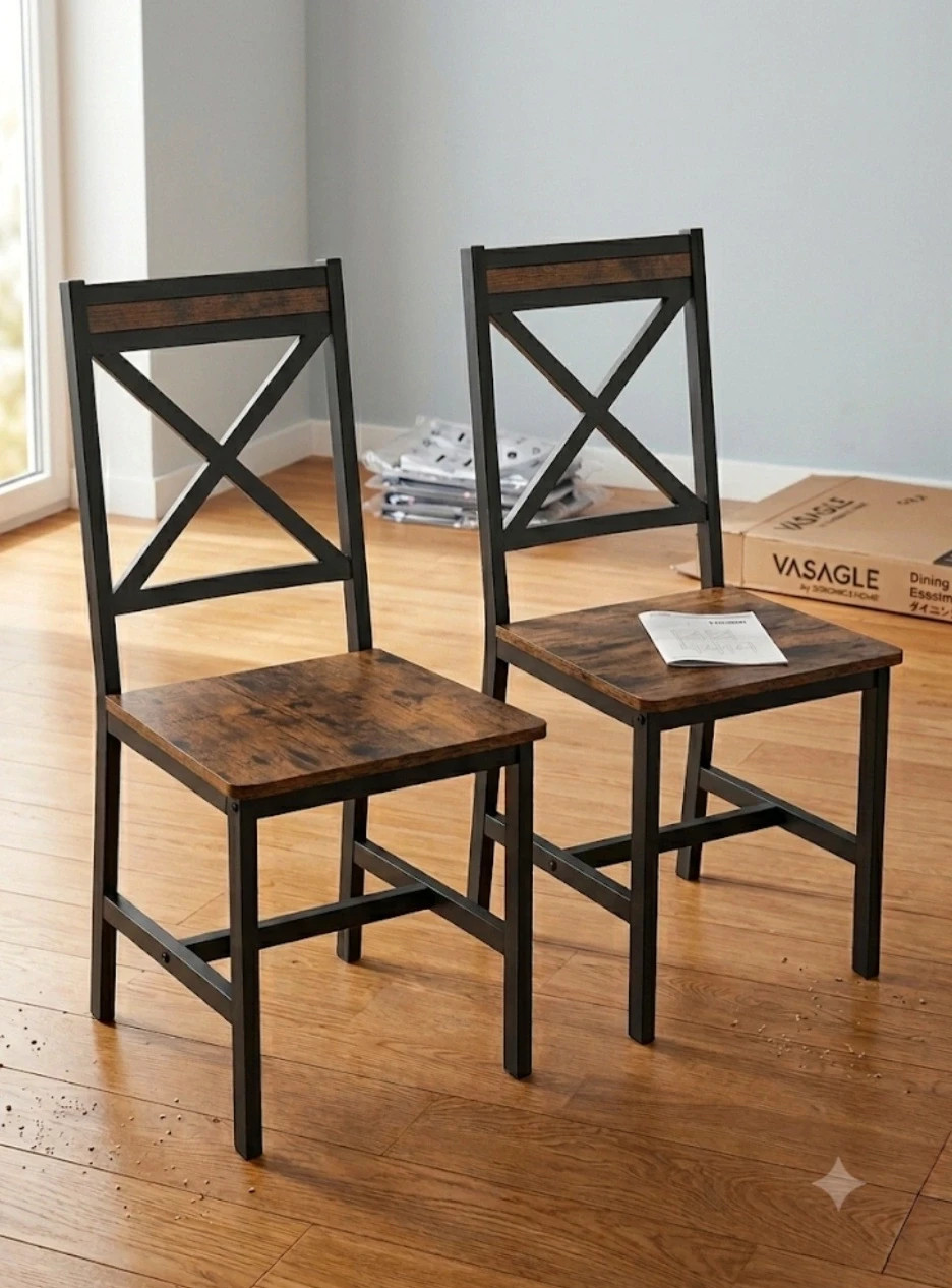 Pack 2 Sillas de Comedor Vasagle Estilo Industrial Madera y Metal LDC094B01 – Songmics 2