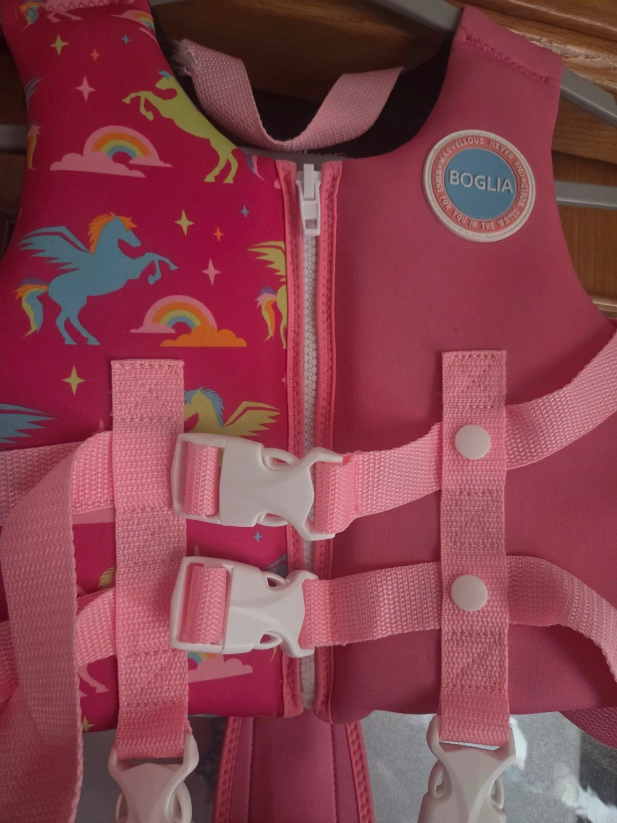 Chaleco de flotación infantil BOGLIA, talla M (para 19-30 kg), rosa con estampado de unicornios – boglia 3
