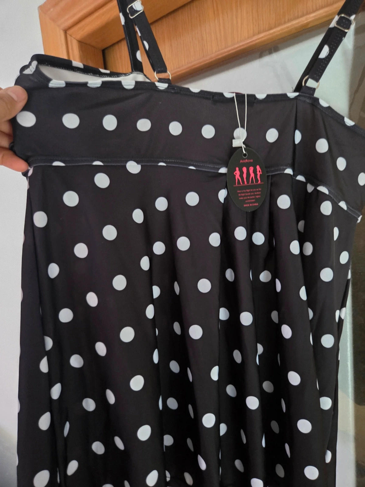 Bañador tankini Avidlove lunares blanco y negro con short – Talla XXL (Nuevo con etiqueta) – Avidlove – taille XXL / 44 / 16 5