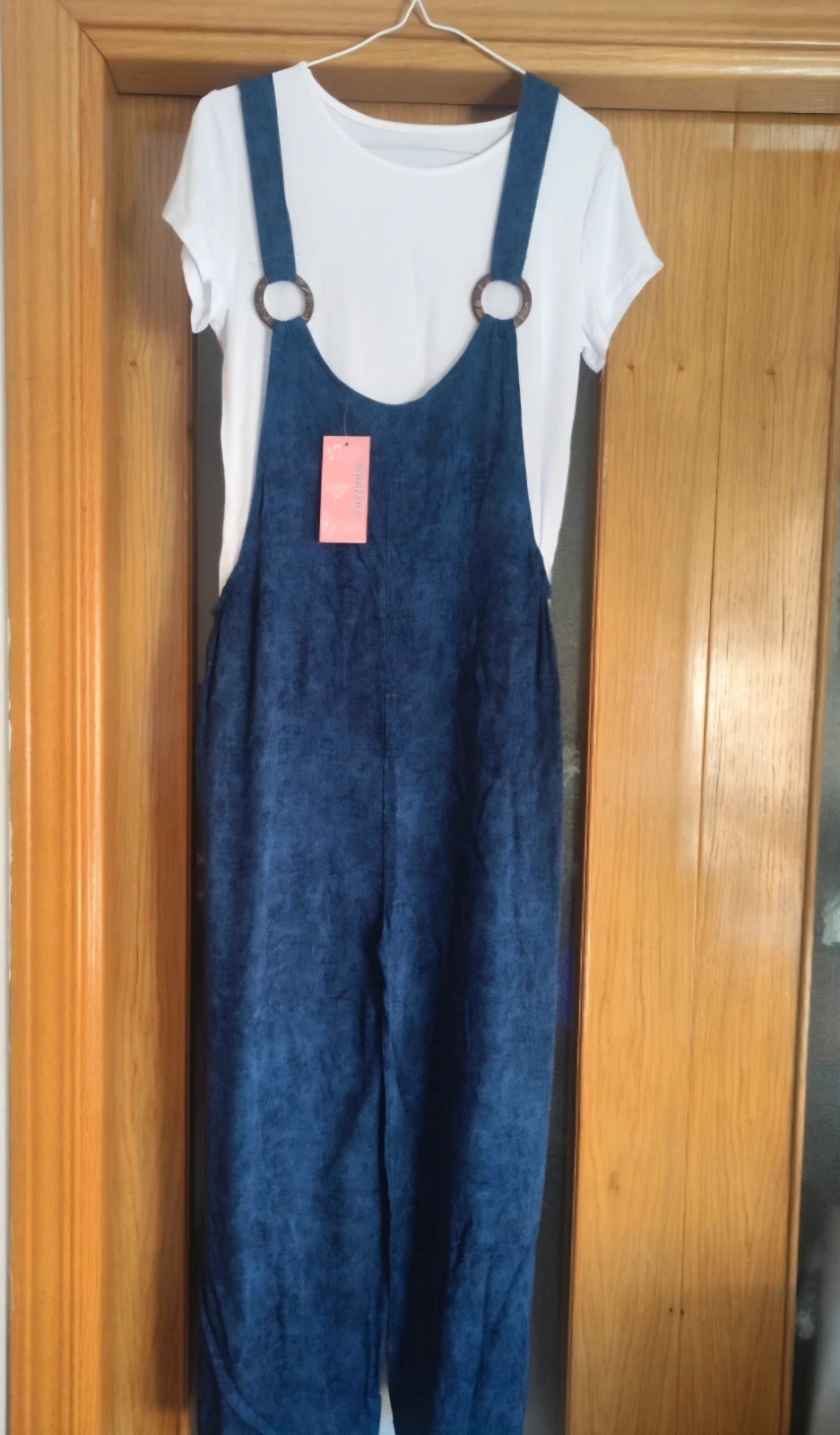 Conjunto Peto Denim Azul Jaspeado + Camiseta Blanca Básica con Elastano - Nuevo con Etiqueta – La Boutique – taille L / 40 / 12 3