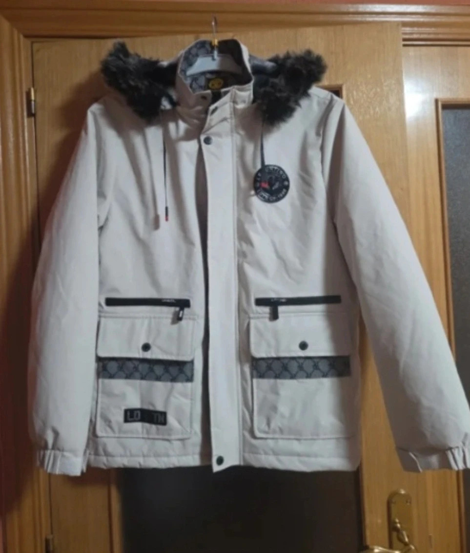 Nueva Parka blanca de invierno Leduntino 1986 con capucha (Talla L) – leduntino – taille L