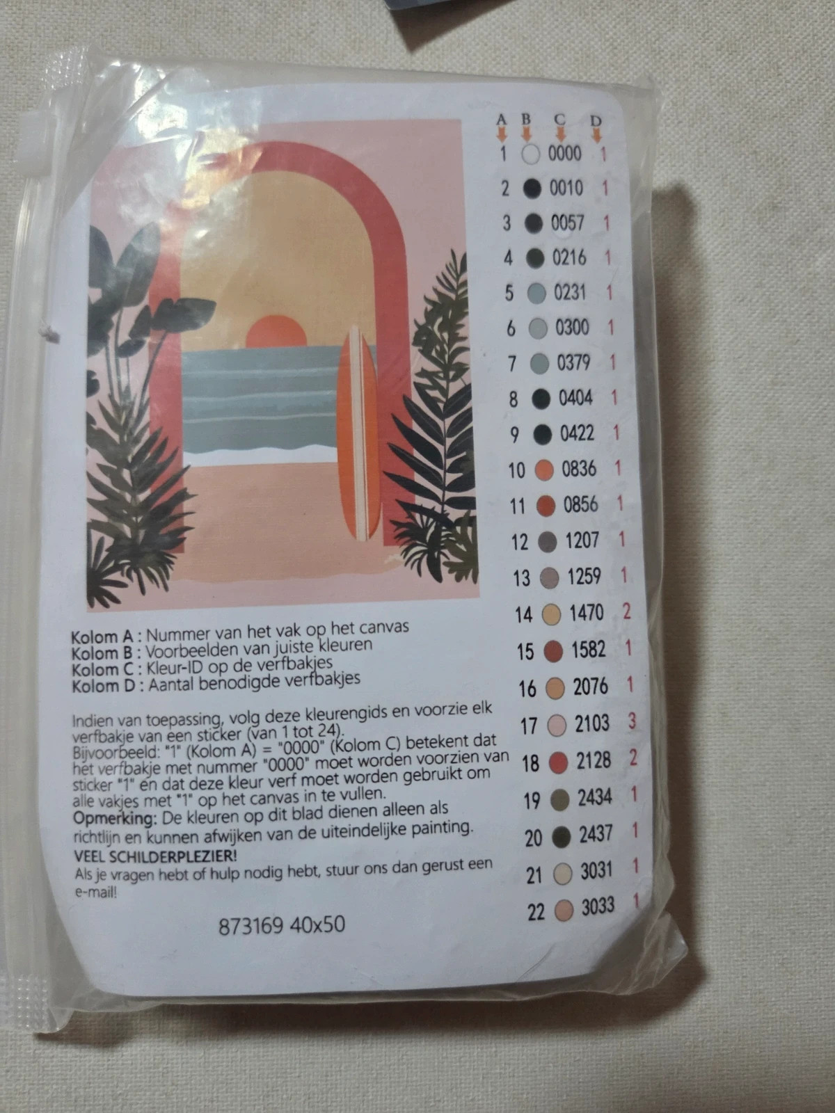 Kit Pintar por Números 40x50 - Playa Surf (Lienzo con Bastidor) – schilder op nummers