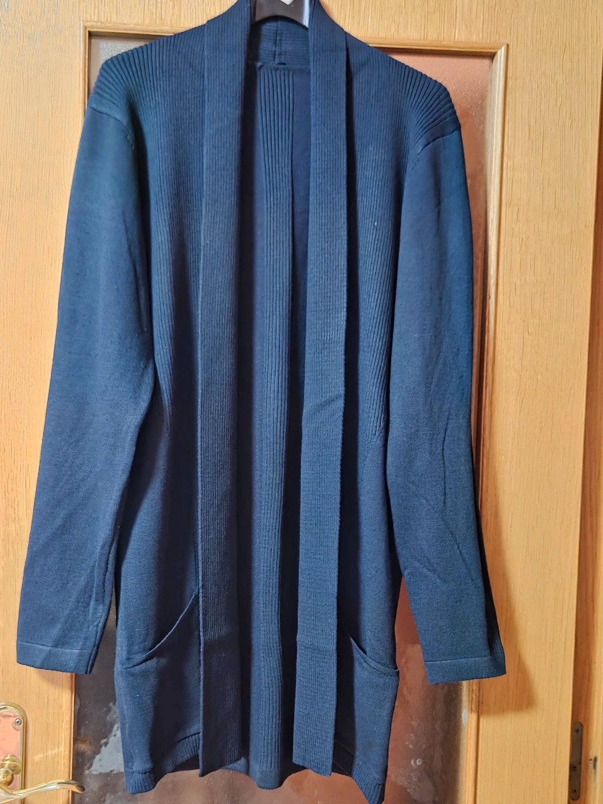 Cárdigan largo azul marino Nuevo – Talla M – Punto con bolsillos – taille M / 38 / 10