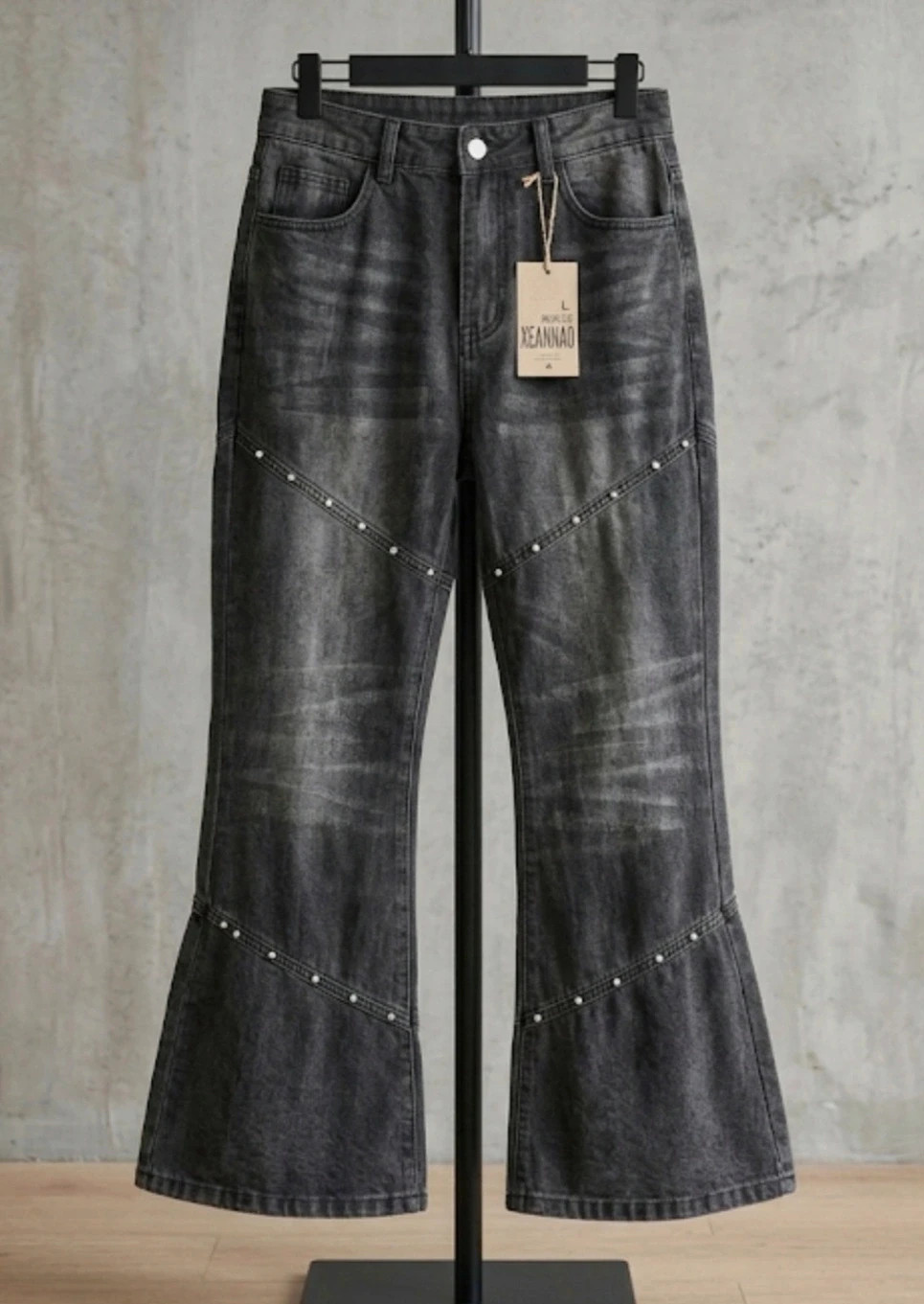 Vaqueros Campana Negros - Estilo Rockero/Alternativo (Talla L/40) – Xibaniao – taille L / 40 / 12