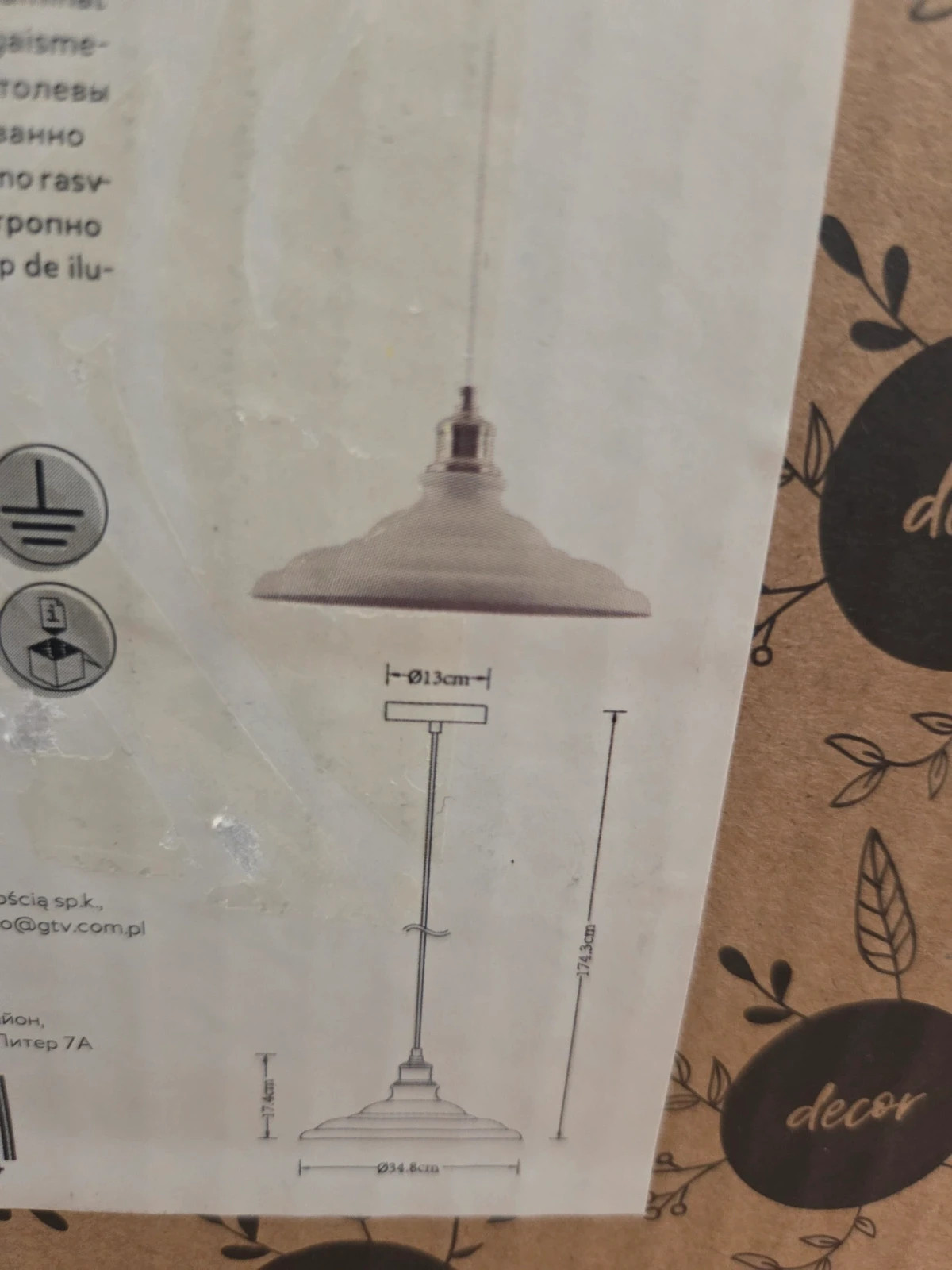 Lámpara de techo colgante GTV Decor Loret L - Blanca (Nueva)