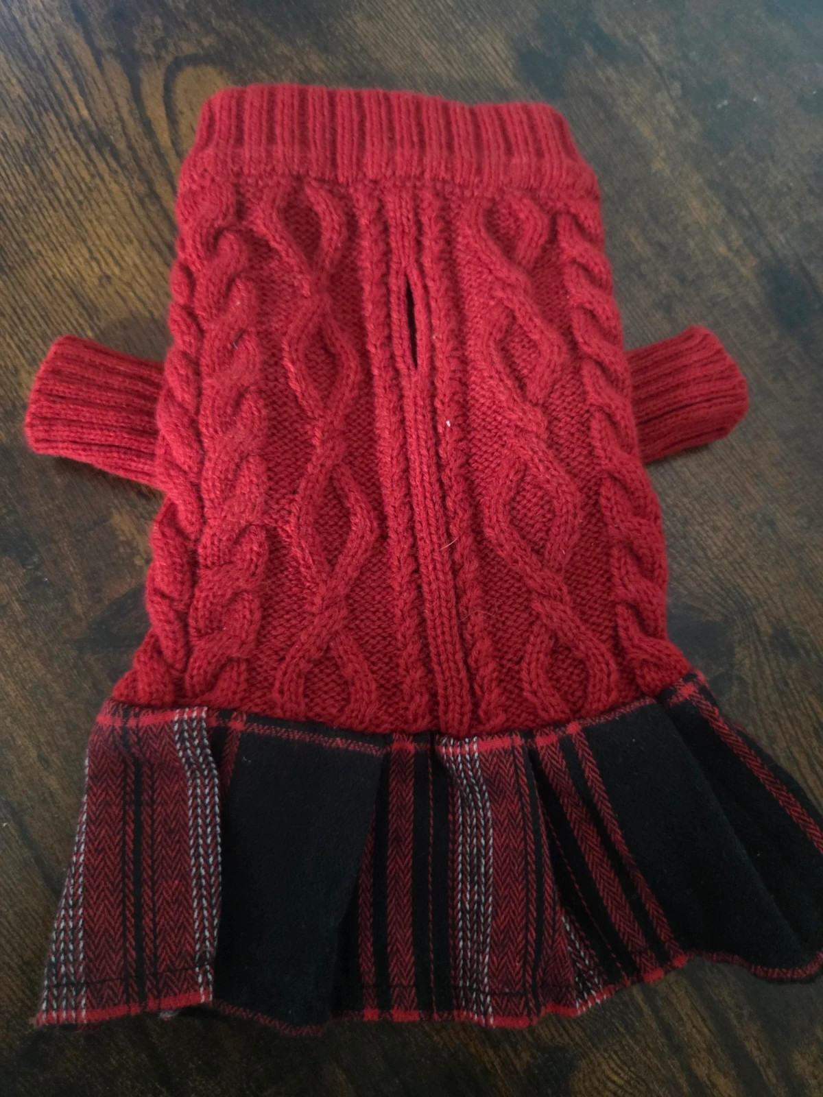 Jersey vestido rojo de punto y falda de cuadros para perro pequeño / gato Nuevo - Talla XS – Shein – taille XS 3