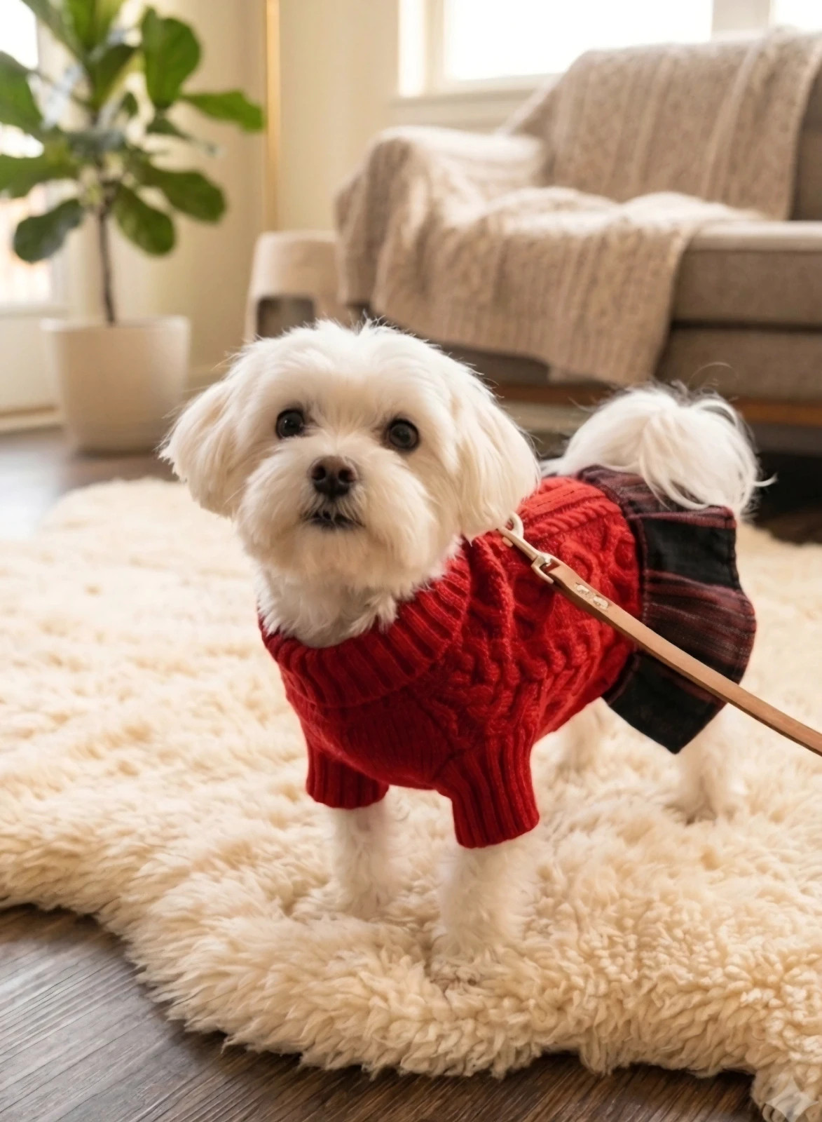 Jersey vestido rojo de punto y falda de cuadros para perro pequeño / gato Nuevo - Talla XS – Shein – taille XS 2