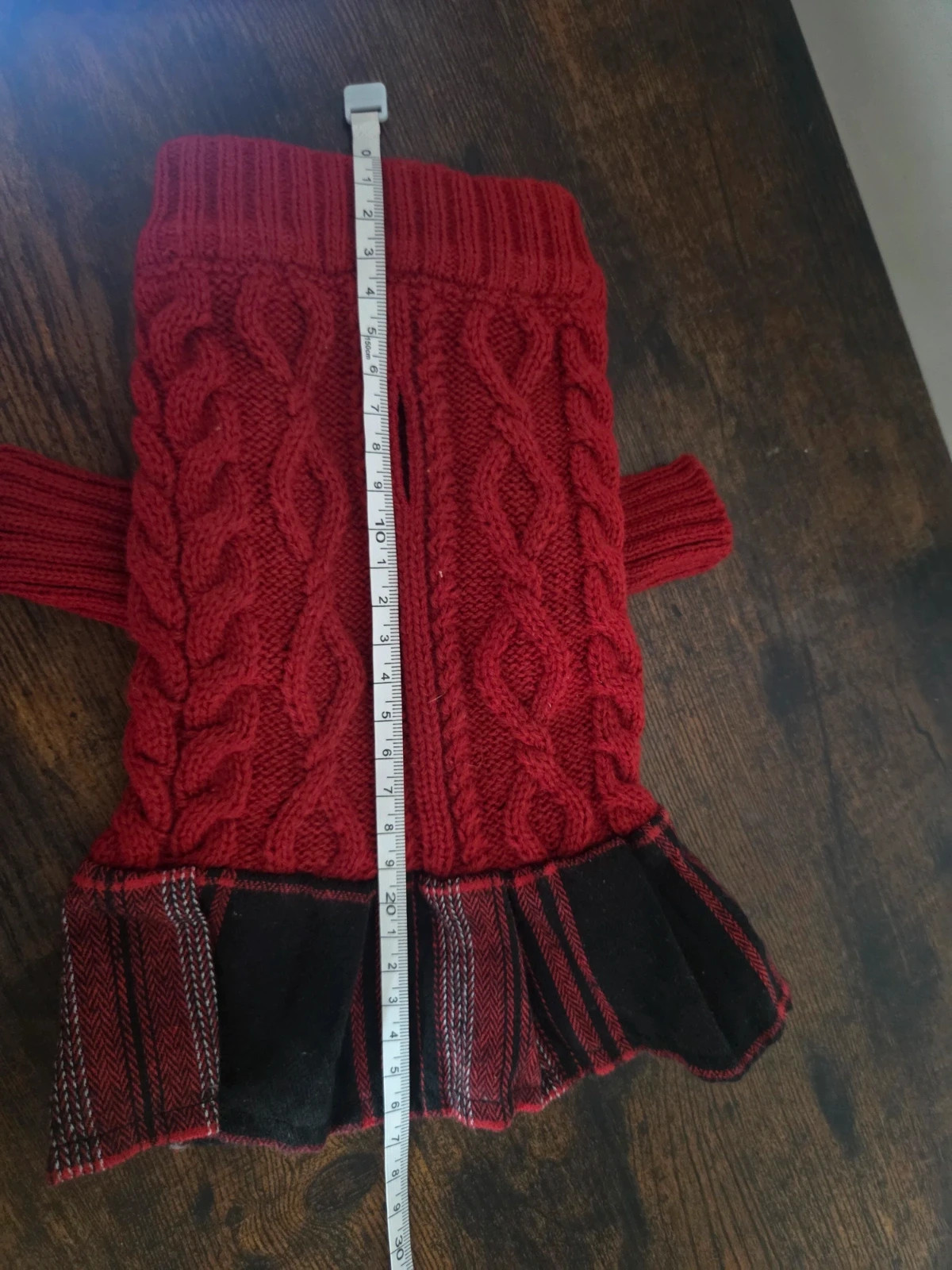 Jersey vestido rojo de punto y falda de cuadros para perro pequeño / gato Nuevo - Talla XS – Shein – taille XS 4