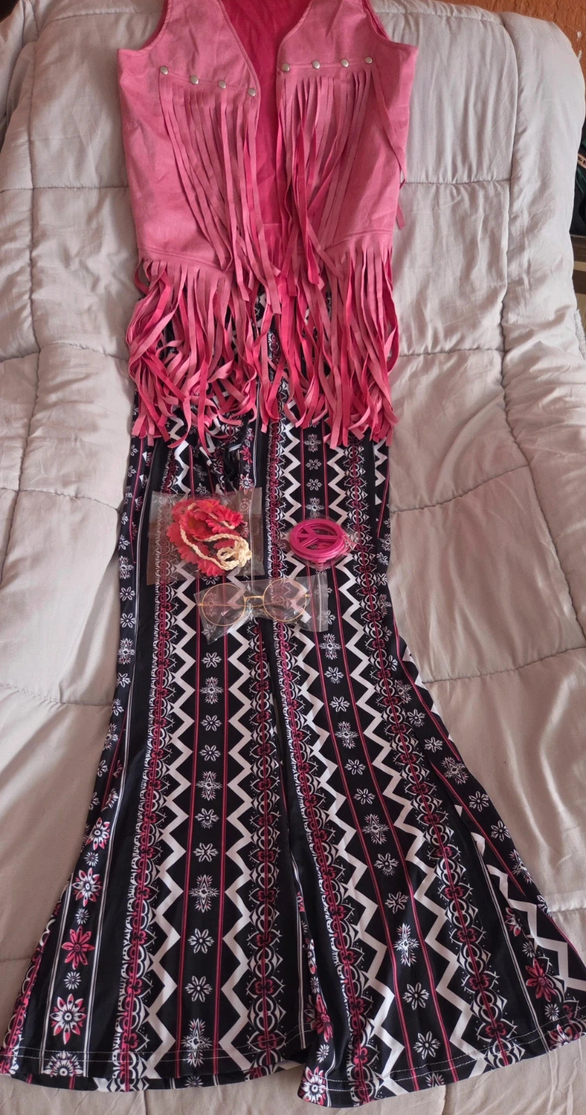 Disfraz Hippie Retro Años 70 - Set Completo con Accesorios – TU – taille M / 38 / 10 2