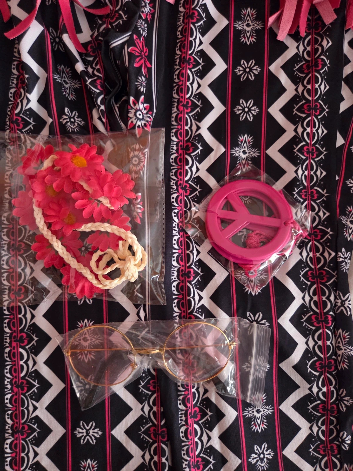 Disfraz Hippie Retro Años 70 - Set Completo con Accesorios – TU – taille M / 38 / 10 5
