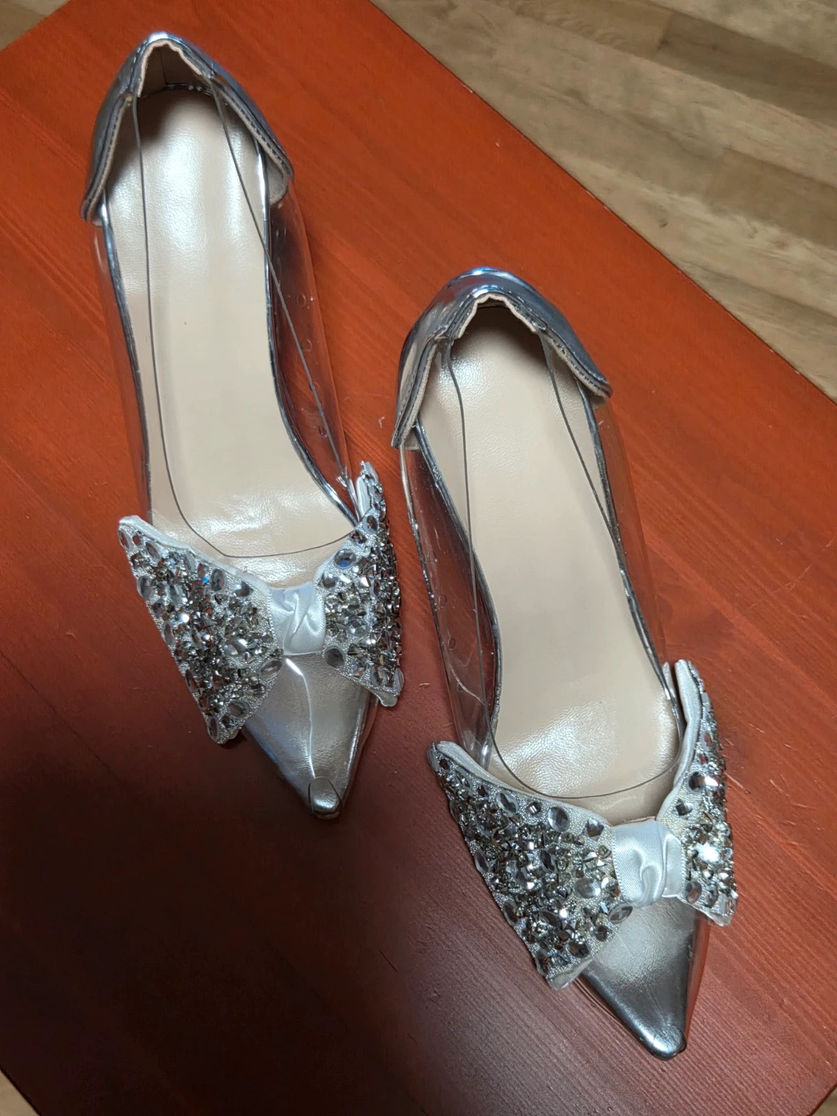 Stilettos Transparentes con Lazo de Cristales (Nuevos) - Talla 34/35 (22 cm) – sin marca – taille 35 3