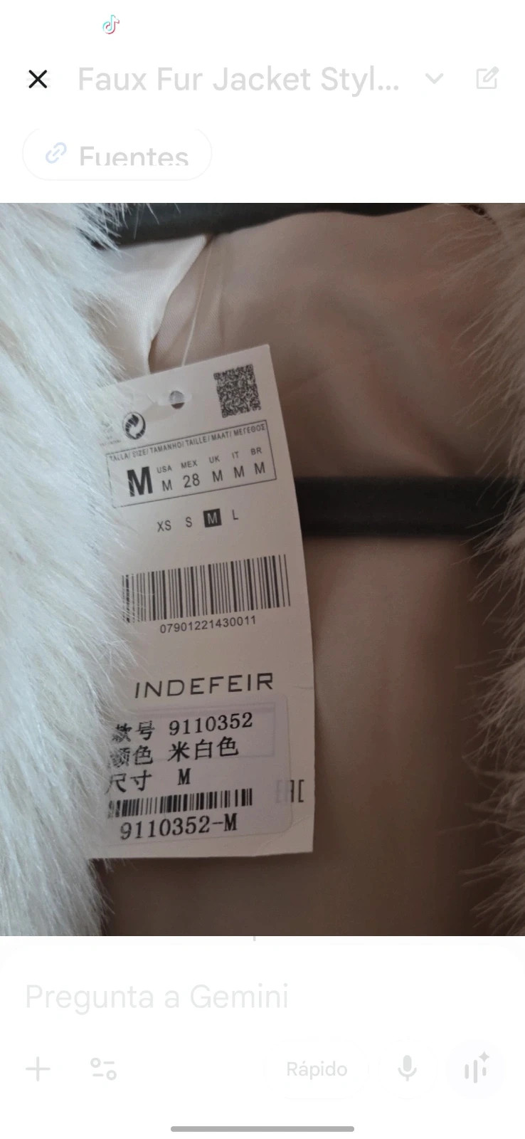 Chaqueta de Pelo Sintético Indefeir- Nueva con Etiquetas - Talla M – Indefeir – taille M / 38 / 10 3