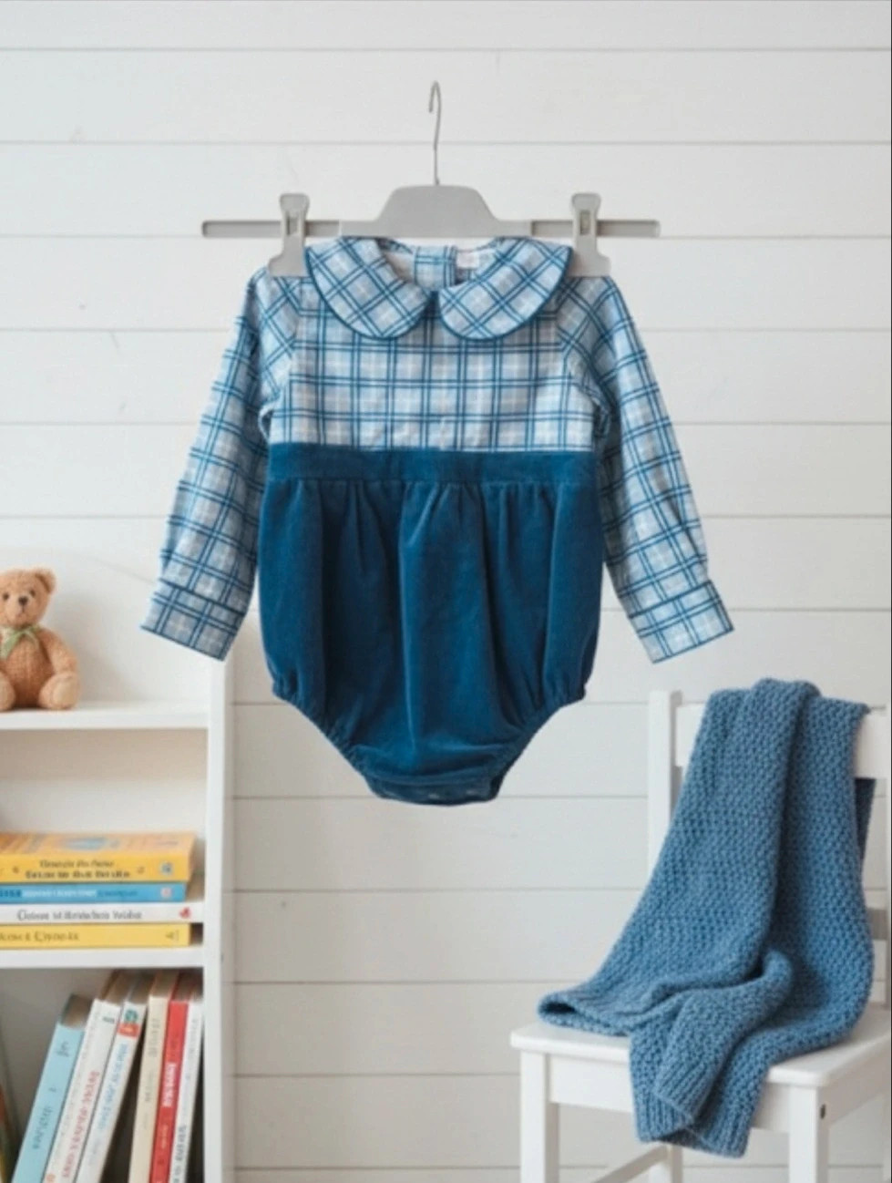 Pelele Bebé Henry - Cuadros y Pana Azul - Talla 18-24m – HENRY – taille 18-24 mois / 86 cm