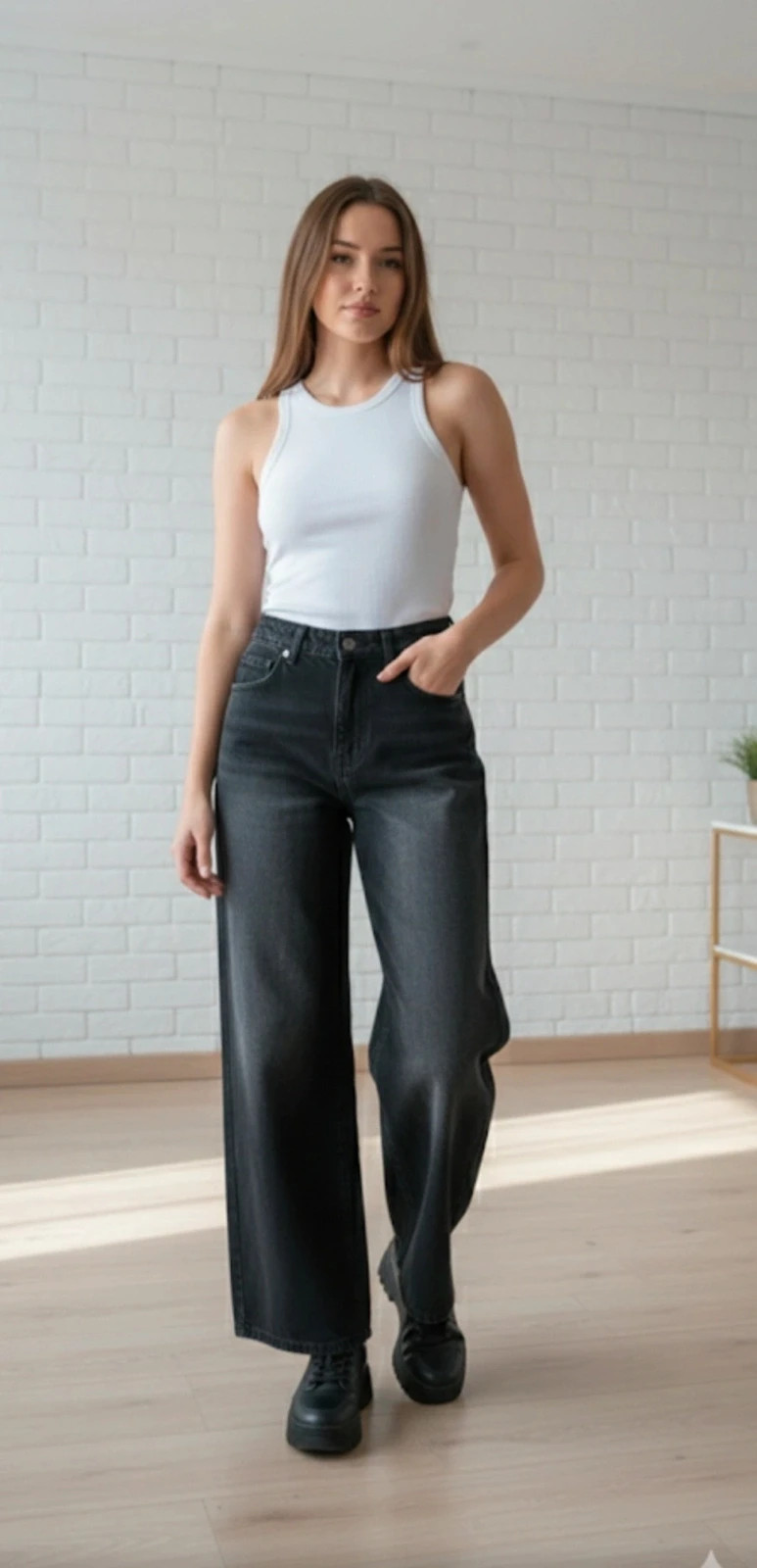 Jeans anchos negros efecto lavado - Estilo Baggy/Skater - Talla 28 (M)