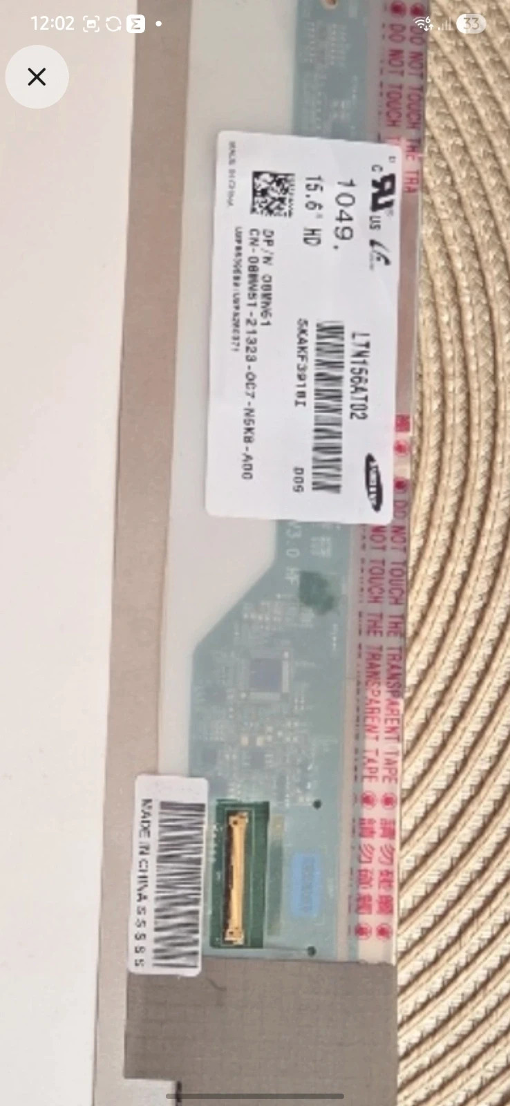 Pantalla LCD 15.6" Samsung LTN156AT02 (NUEVA) - 40 Pines LED – Samsung 2