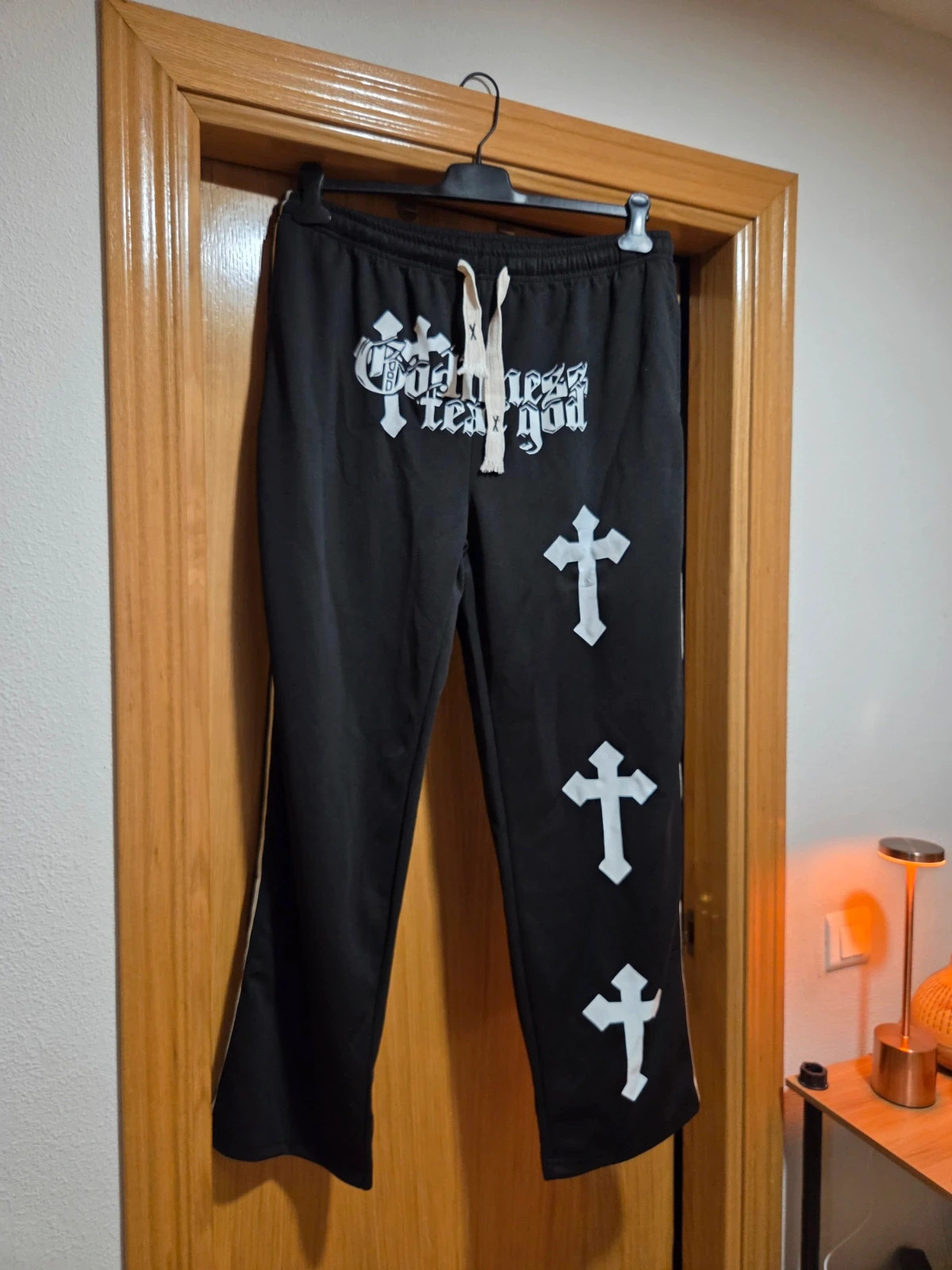 Pantalón Track Negro Streetwear Gótico (Cruces) - NUEVO - Talla XL/XXL (ver medidas) – Ideal – taille XXL 2