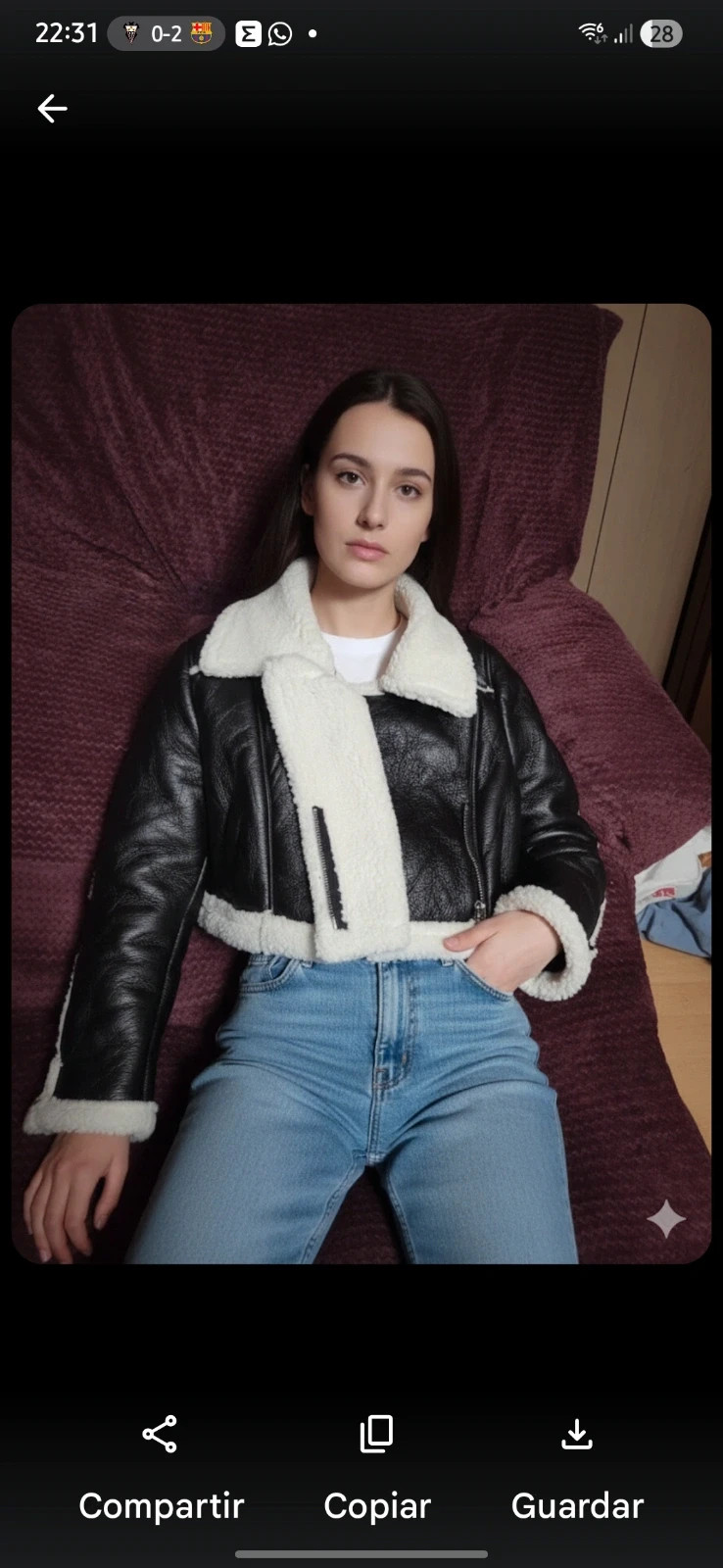 Chaqueta Aviador Cropped Doble Faz – Negro y Borreguillo – Talla M