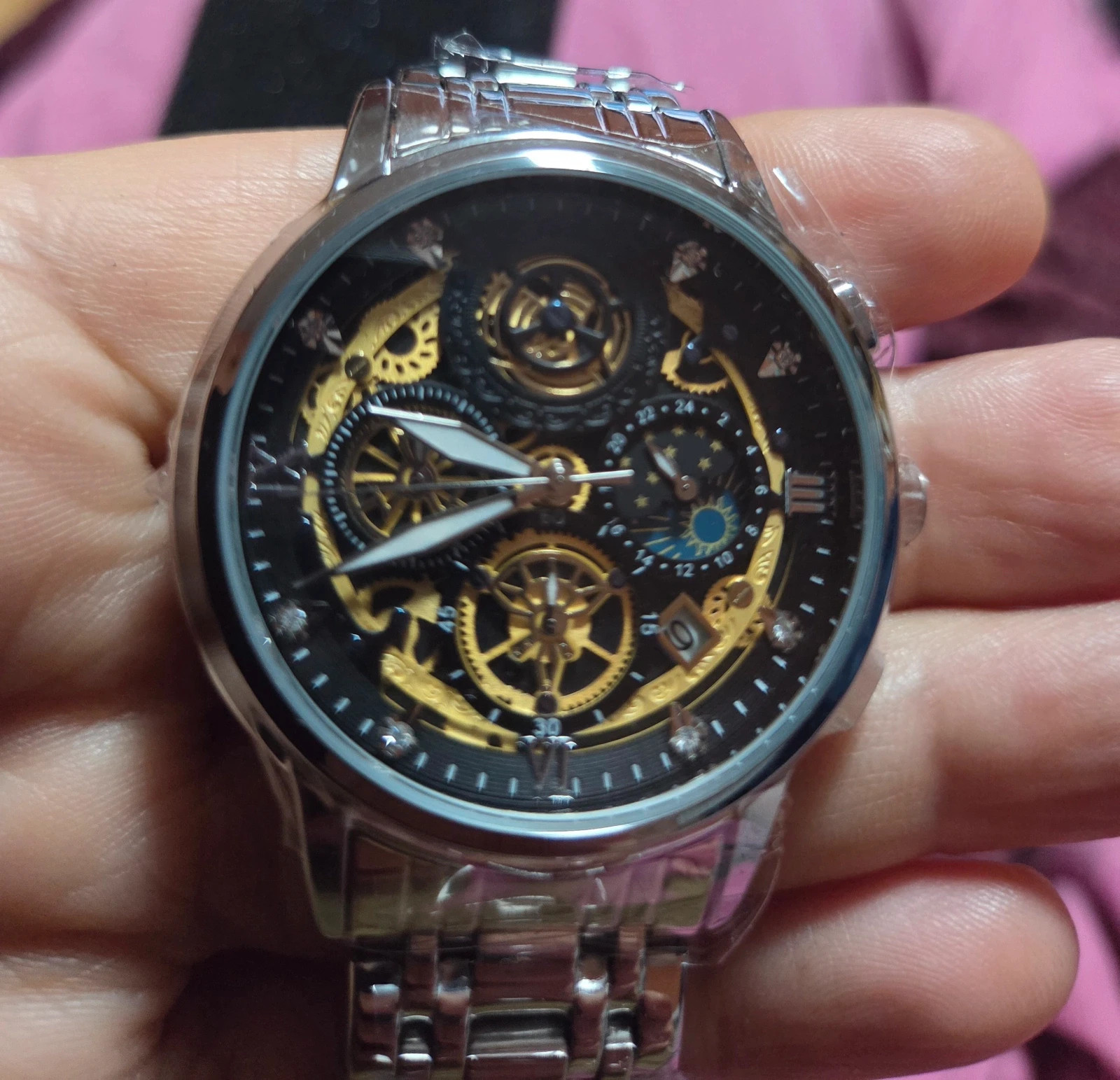 Reloj Hombre Skeleton Acero Plata - Nuevo – Wishdoit – taille Taille unique