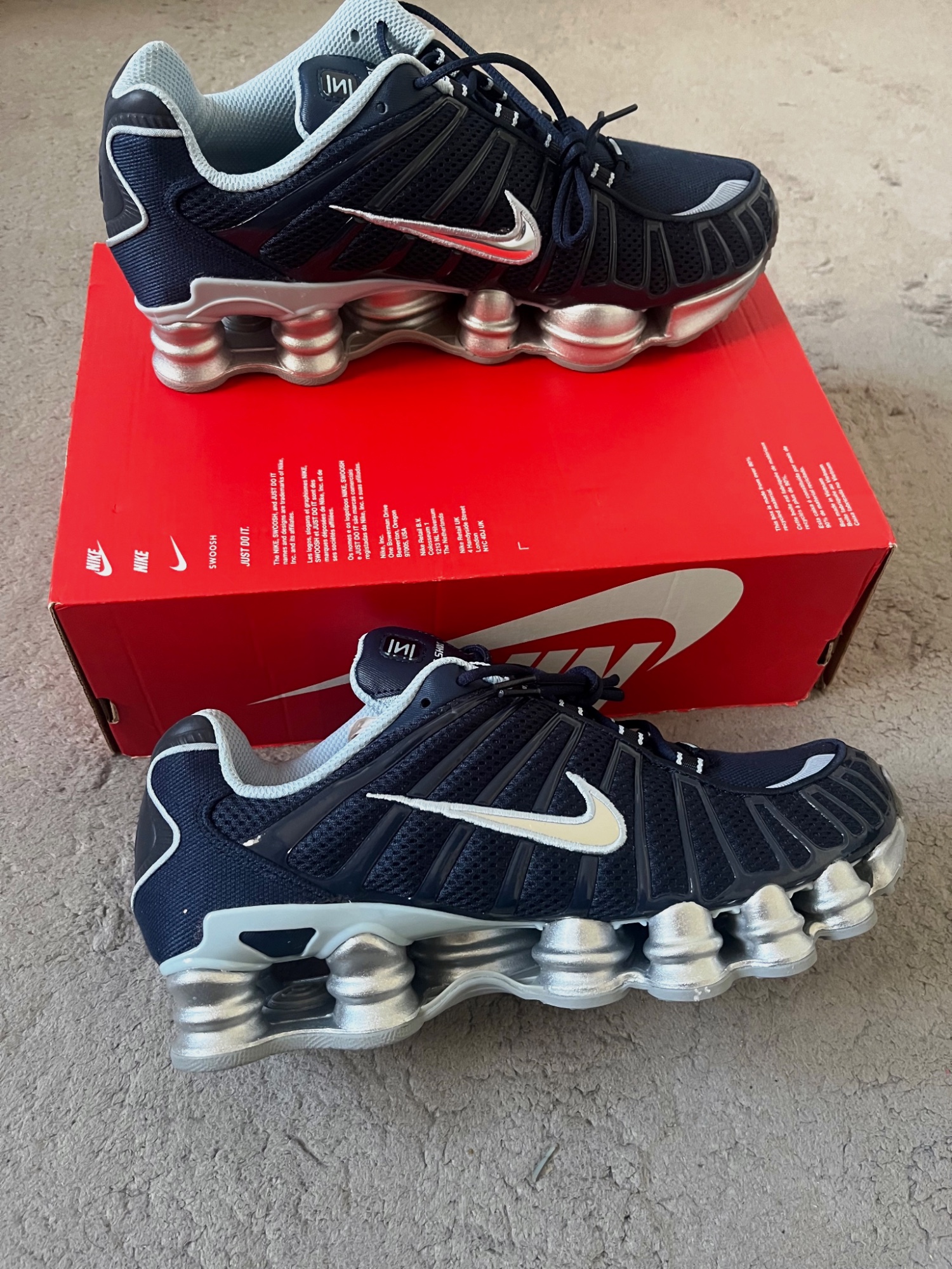 Baskets Nike Shox TL bleues et argentées
