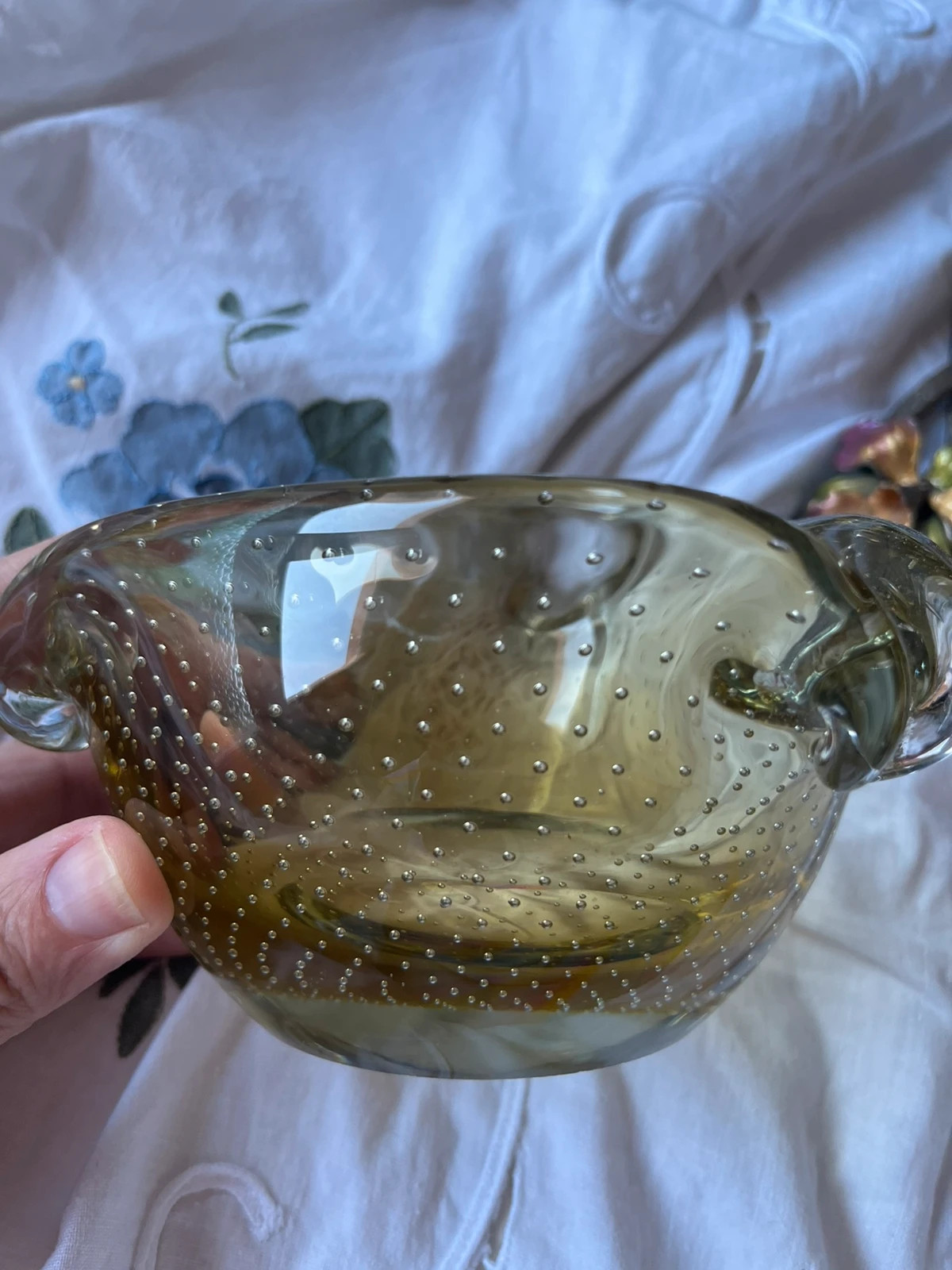 Cenicero vintage cristal Murano “bullicante” – Murano