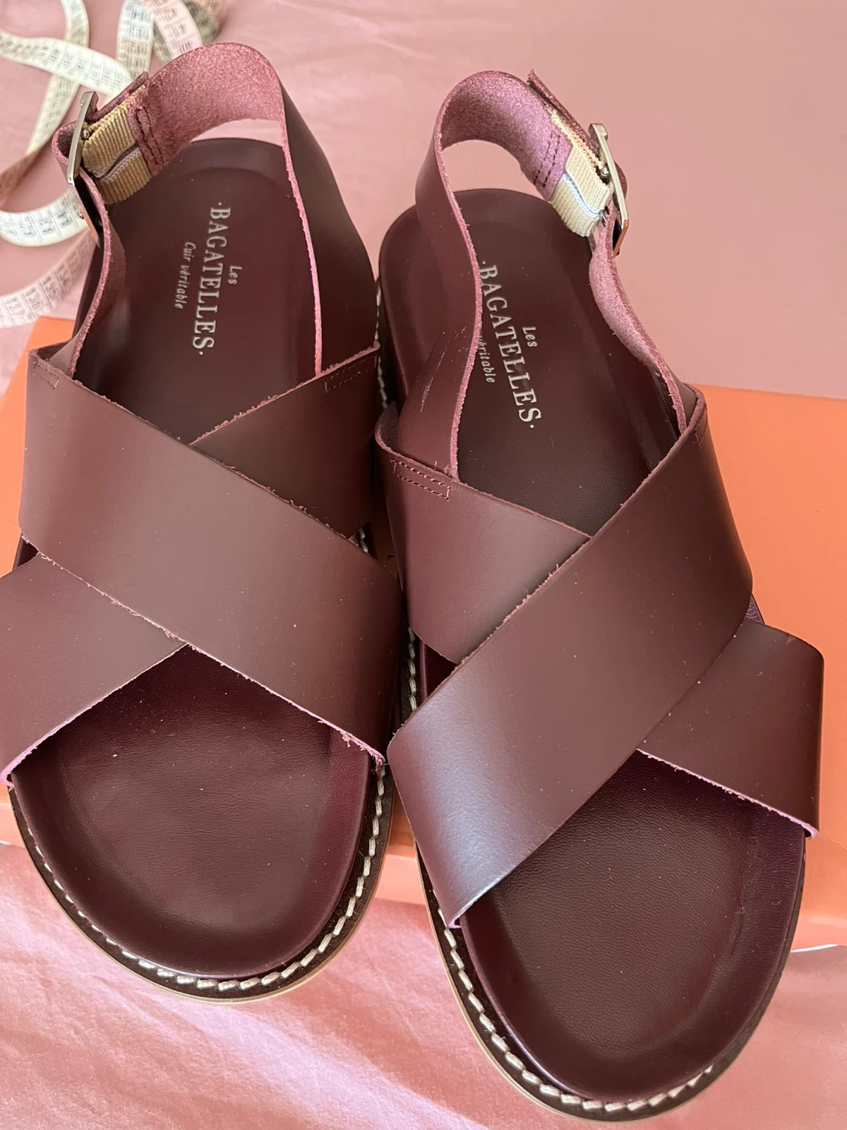 Sandalias burdeos piel – Les Bagatelles – taille 40 3